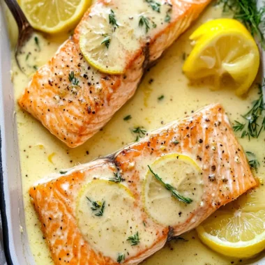 Baked Salmon with Lemon Butter Cream Sauce