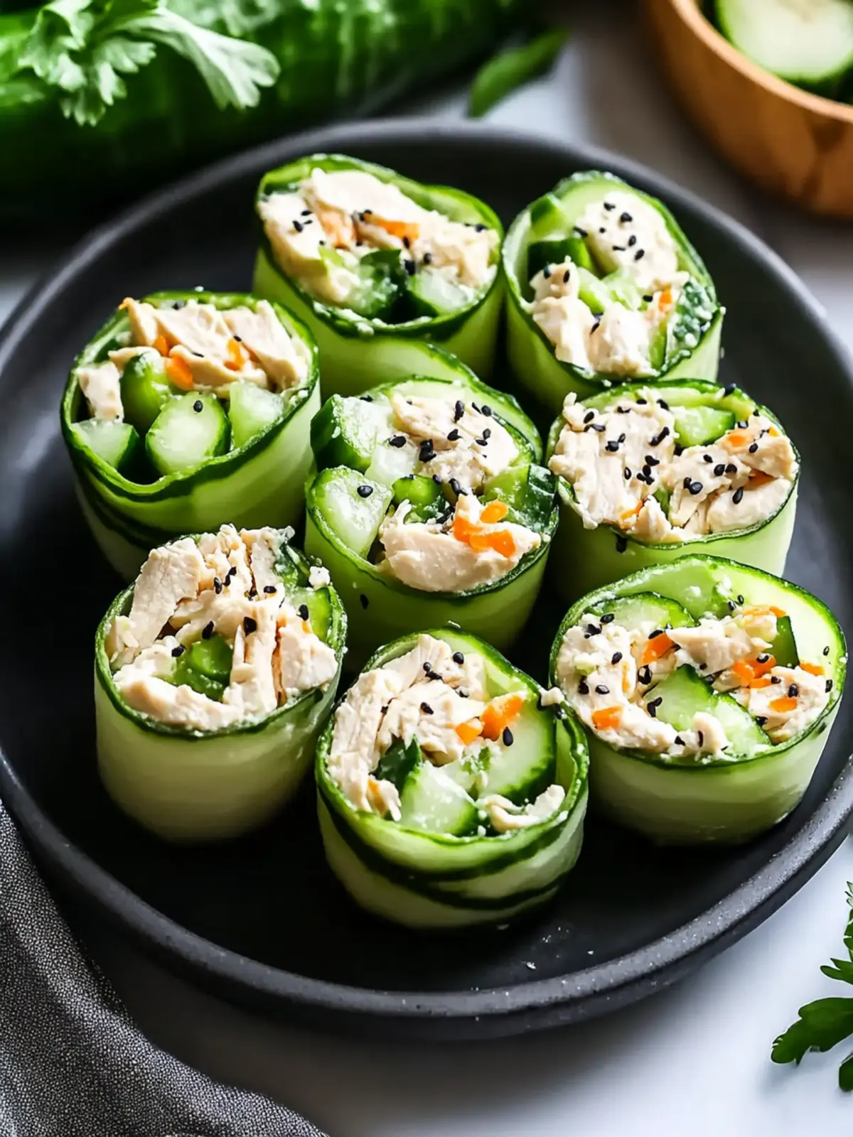 Chicken Salad Cucumber Roll Ups