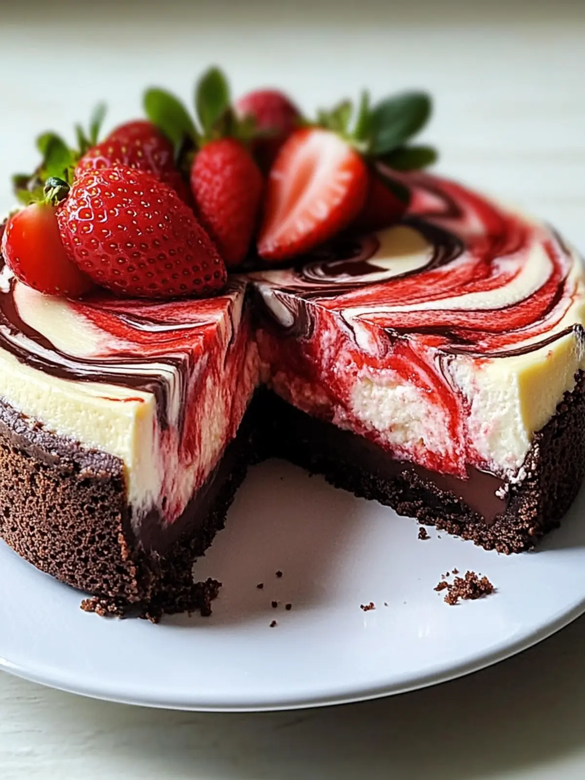 Chocolate Strawberry Swirl Cheesecake