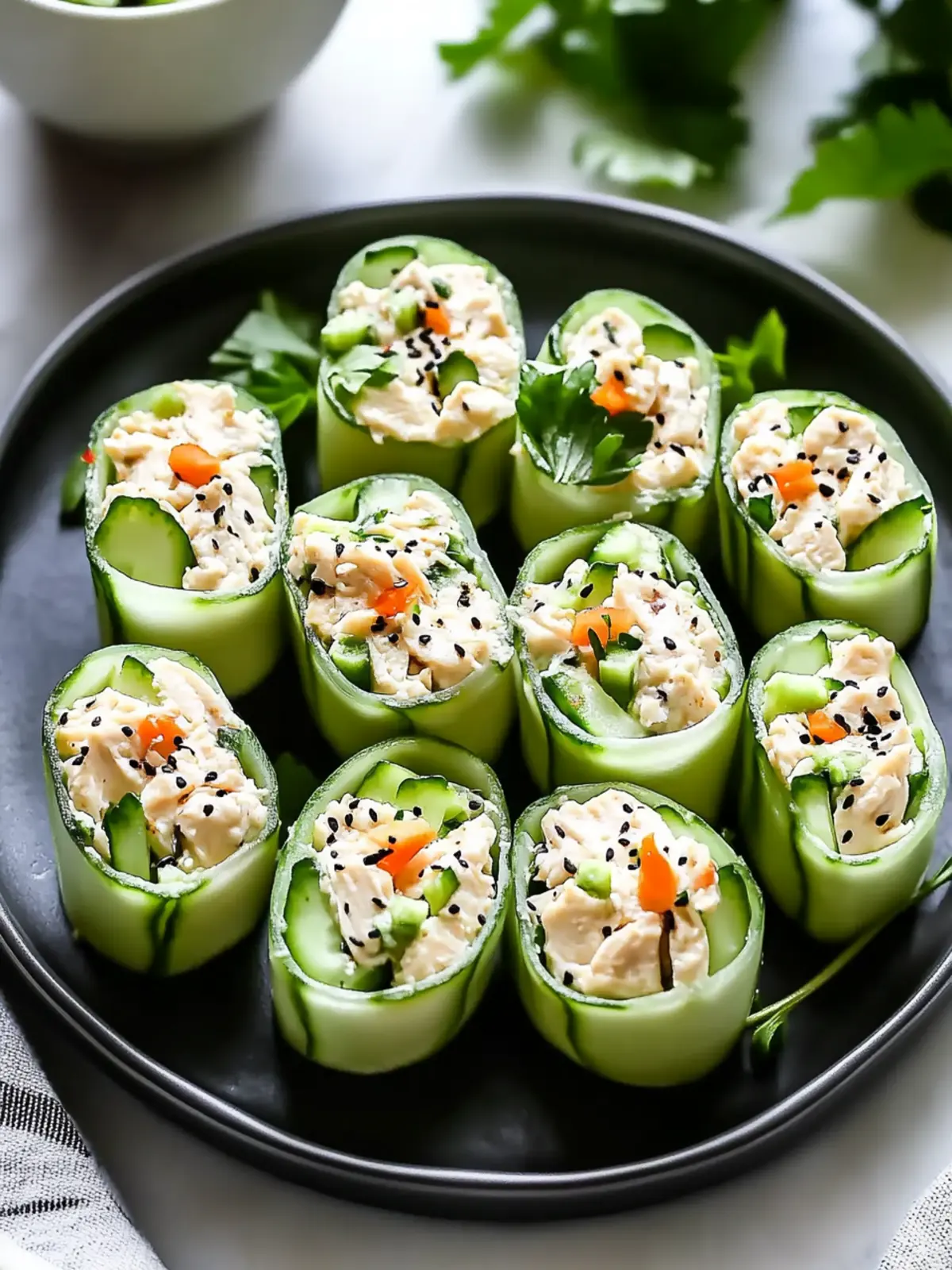 Chicken Salad Cucumber Roll Ups