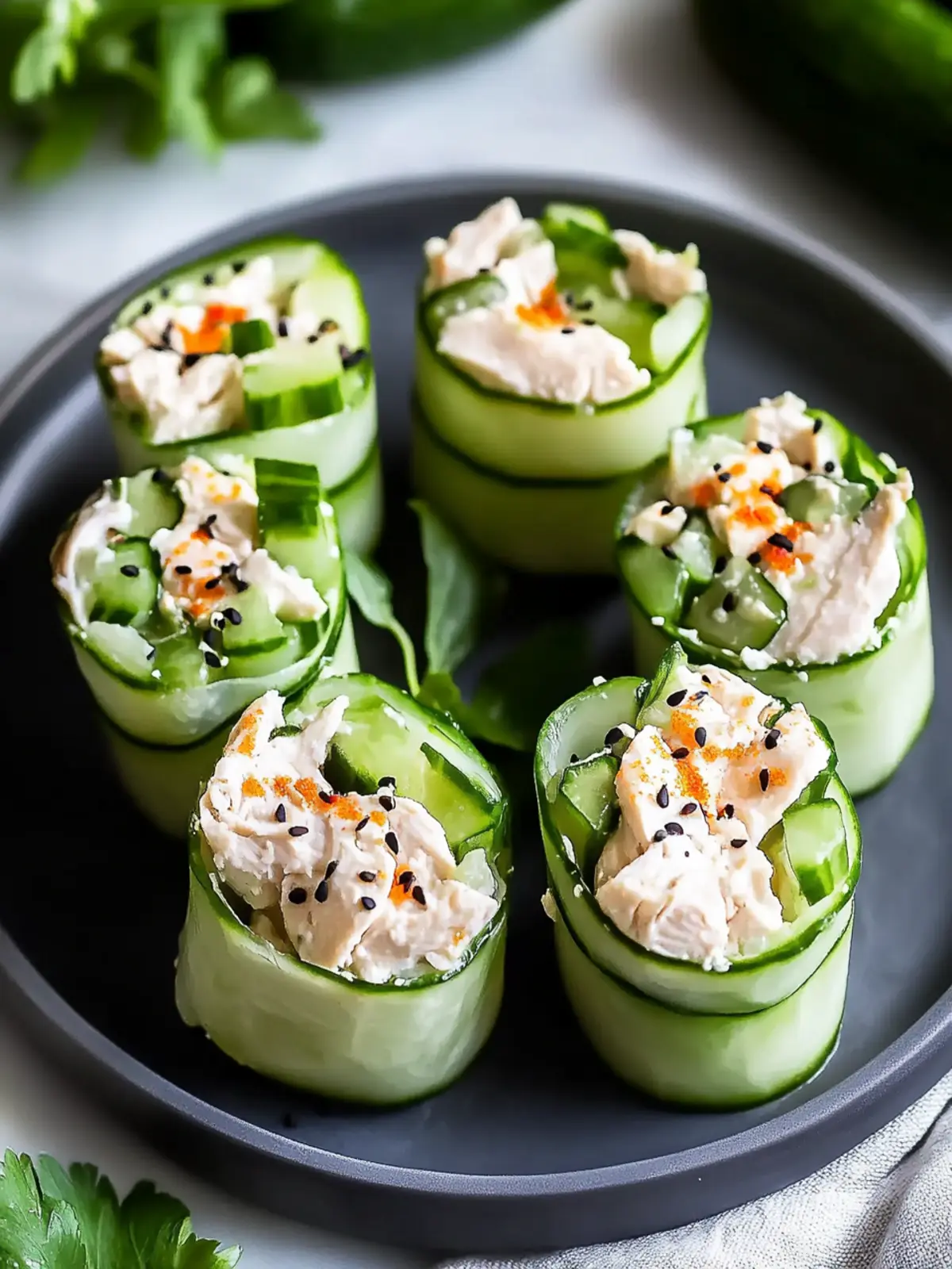 Chicken Salad Cucumber Roll Ups