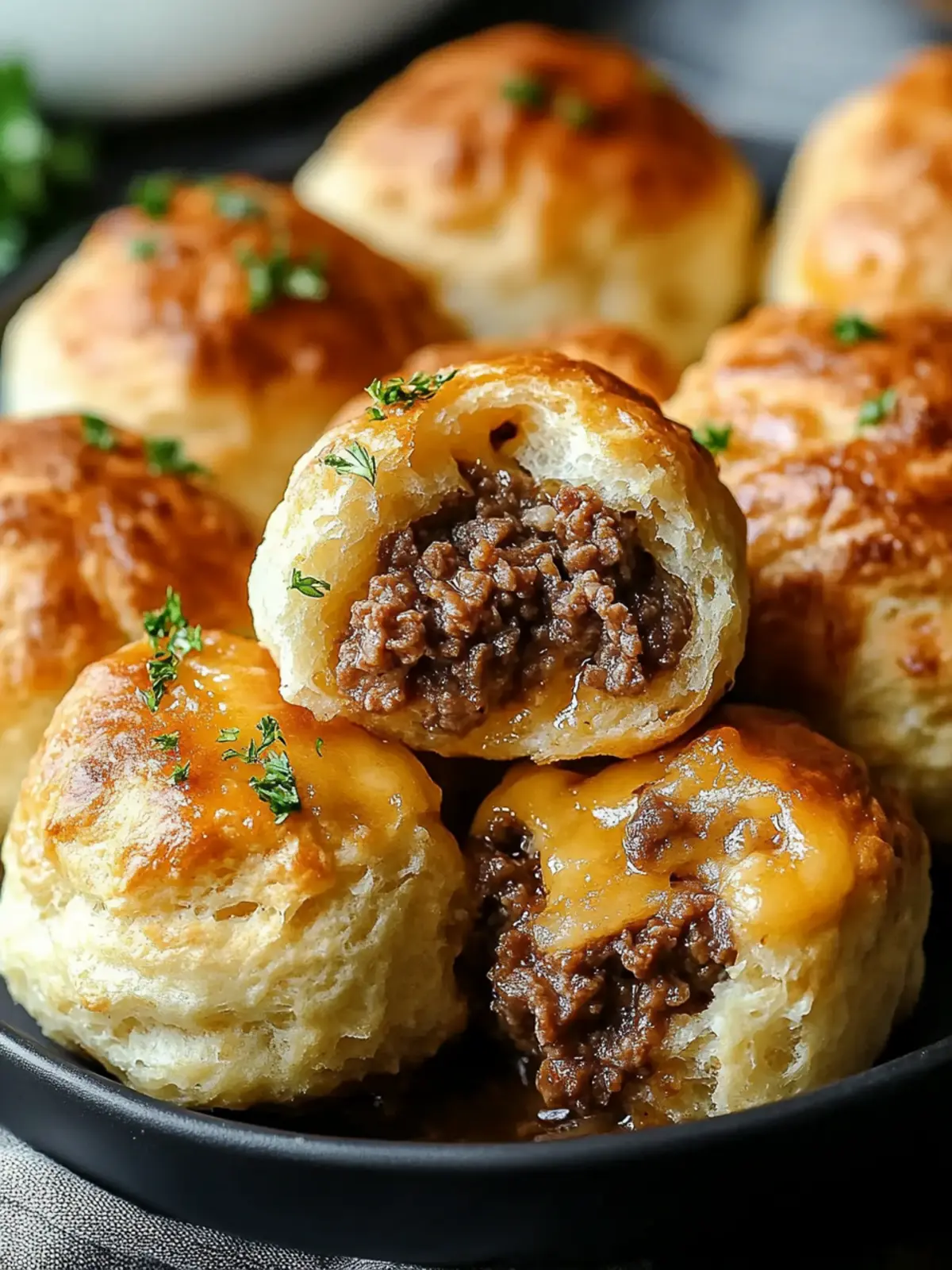 Cheesy Beef Biscuit Bombs