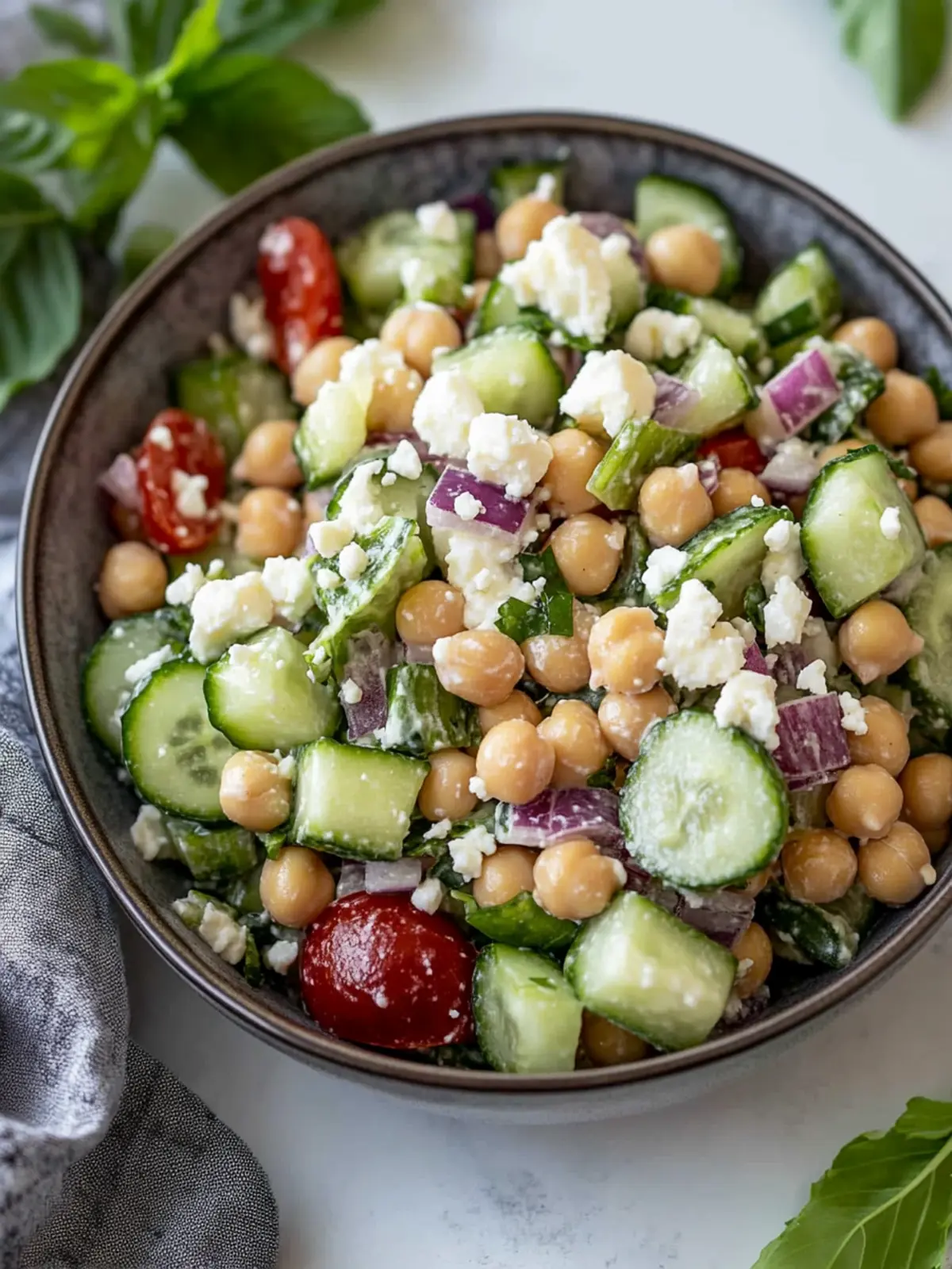 Chickpea Feta Cucumber Salad