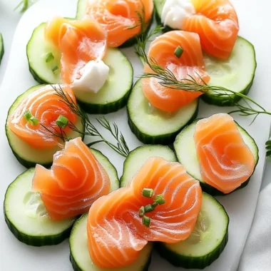 Cucumber Slices with Smoked Salmon Hearts