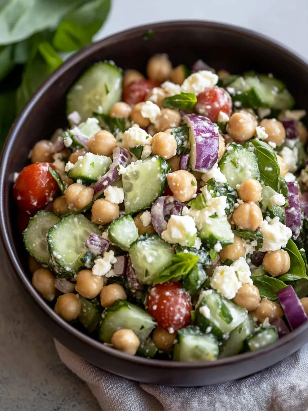 Chickpea Feta Cucumber Salad
