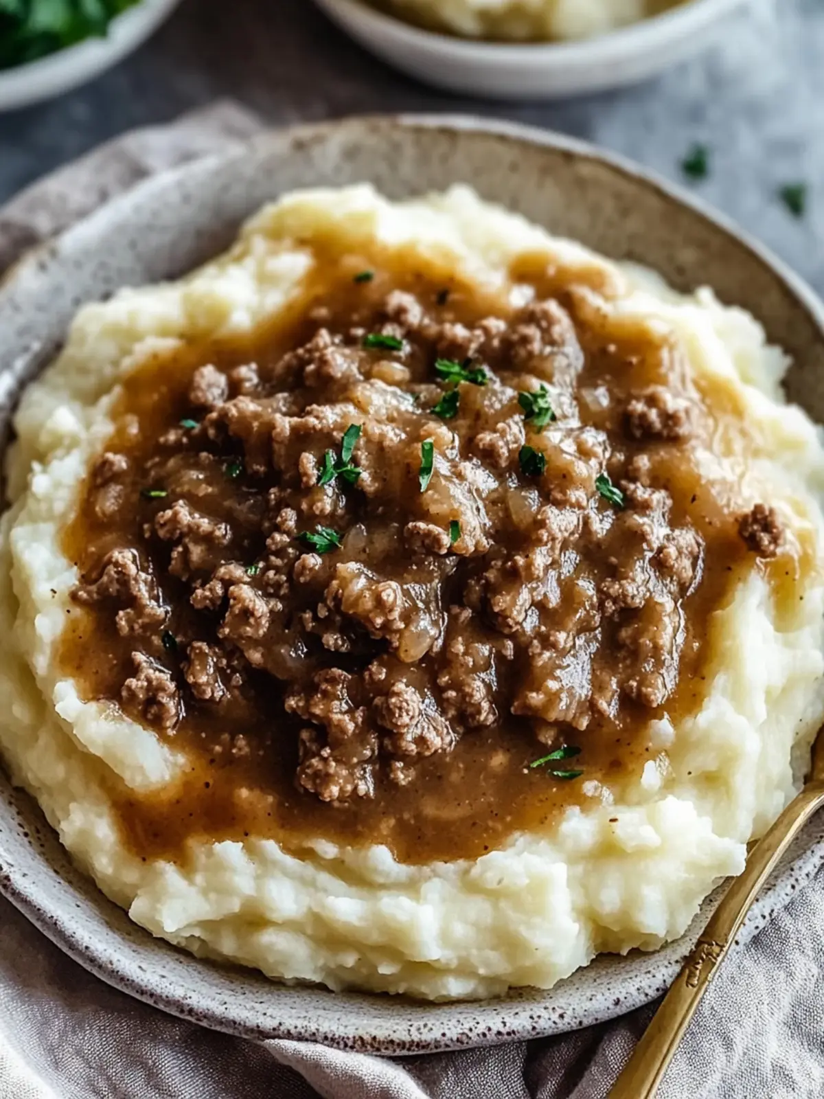Savor Ground Beef and Gravy Over Mashed Potatoes Tonight 4 Ground Beef and Gravy Over Mashed Potatoes