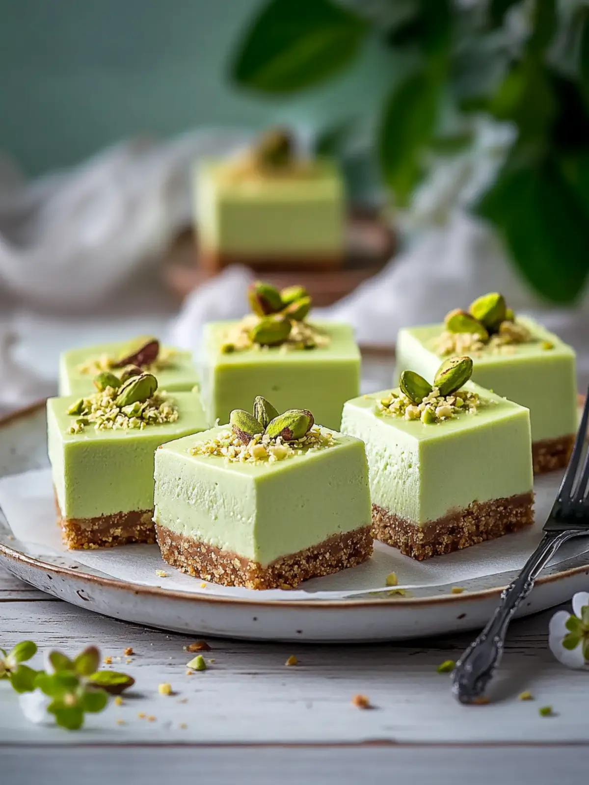 Pistachio Cream Cheesecake Bars