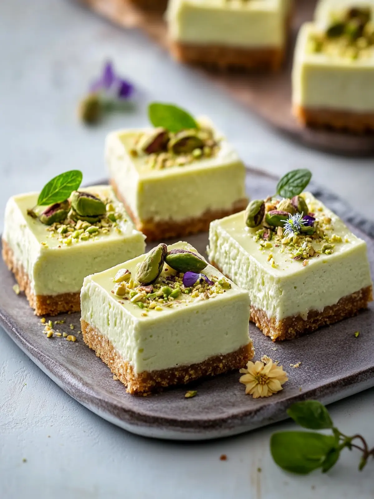 Pistachio Cream Cheesecake Bars
