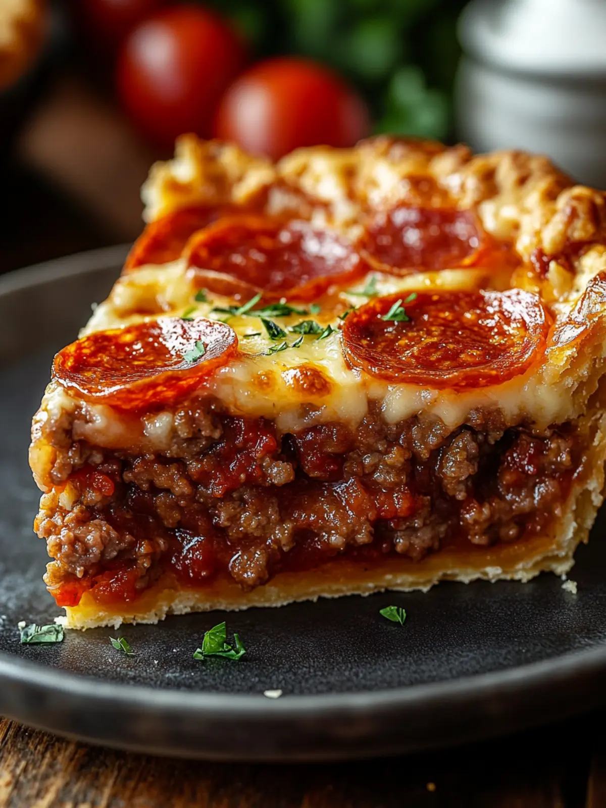 Deep Hamburger Sausage & Pepperoni Pie