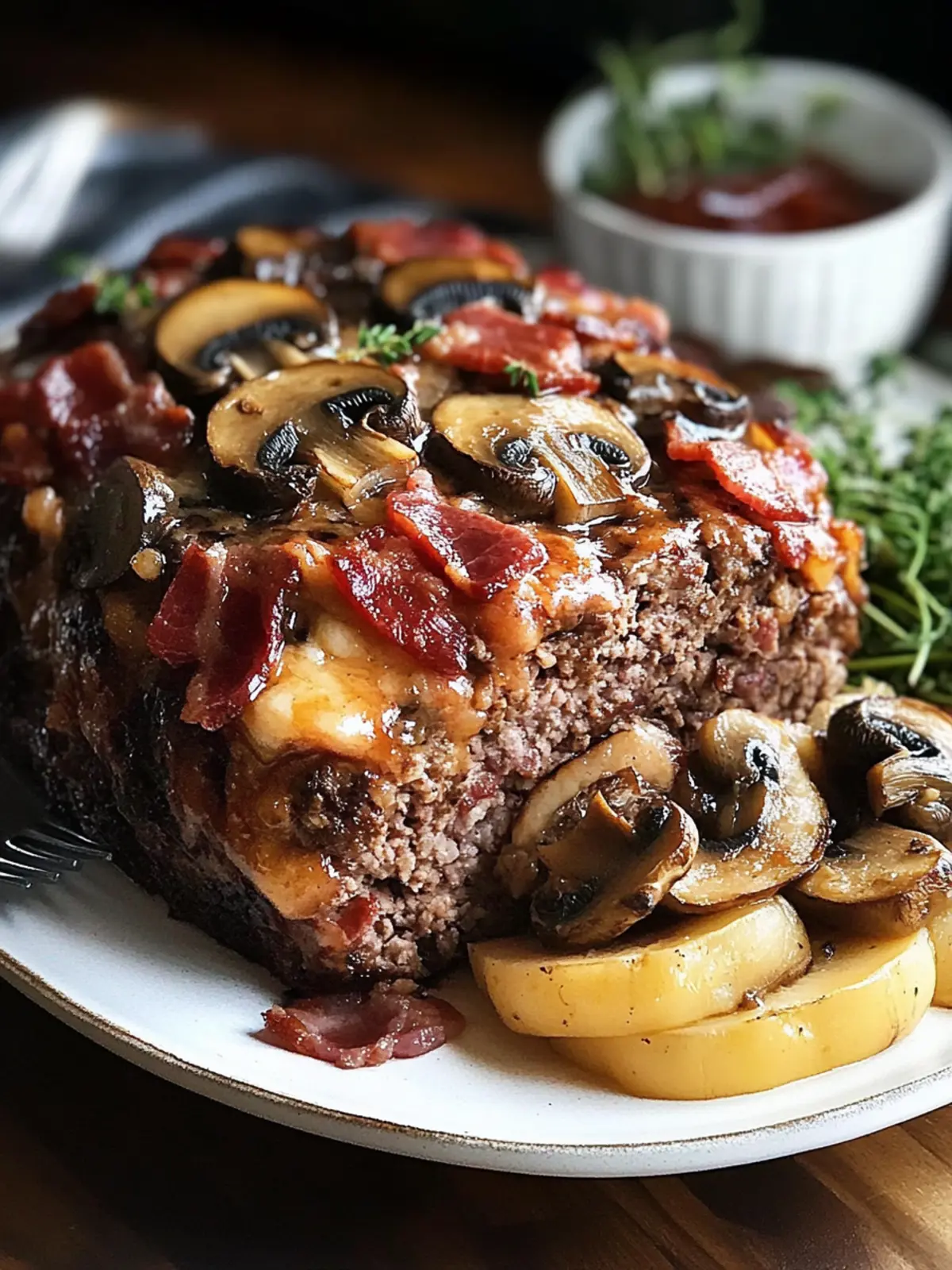 Swiss Bacon Mushroom Meatloaf