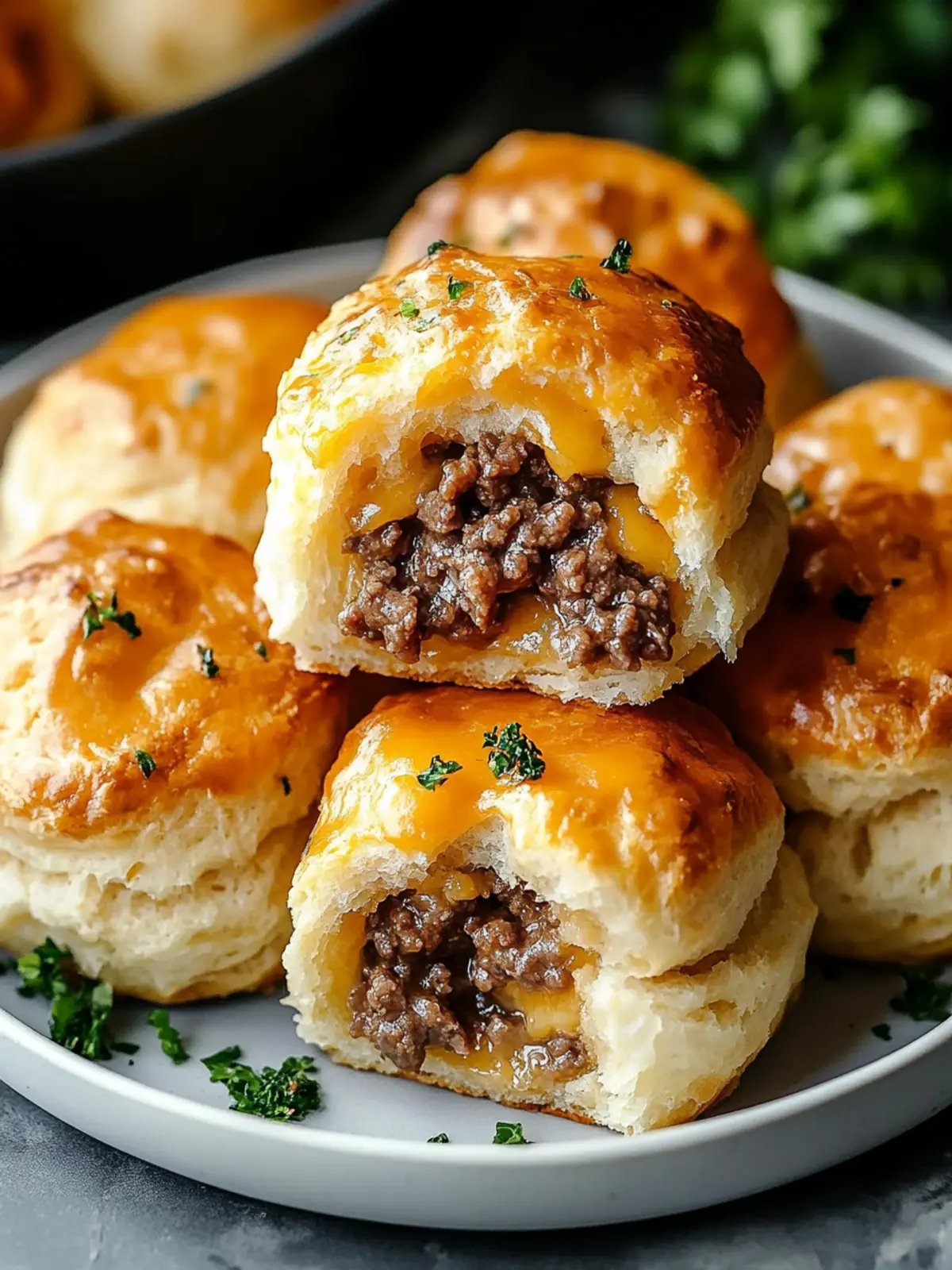 Cheesy Beef Biscuit Bombs