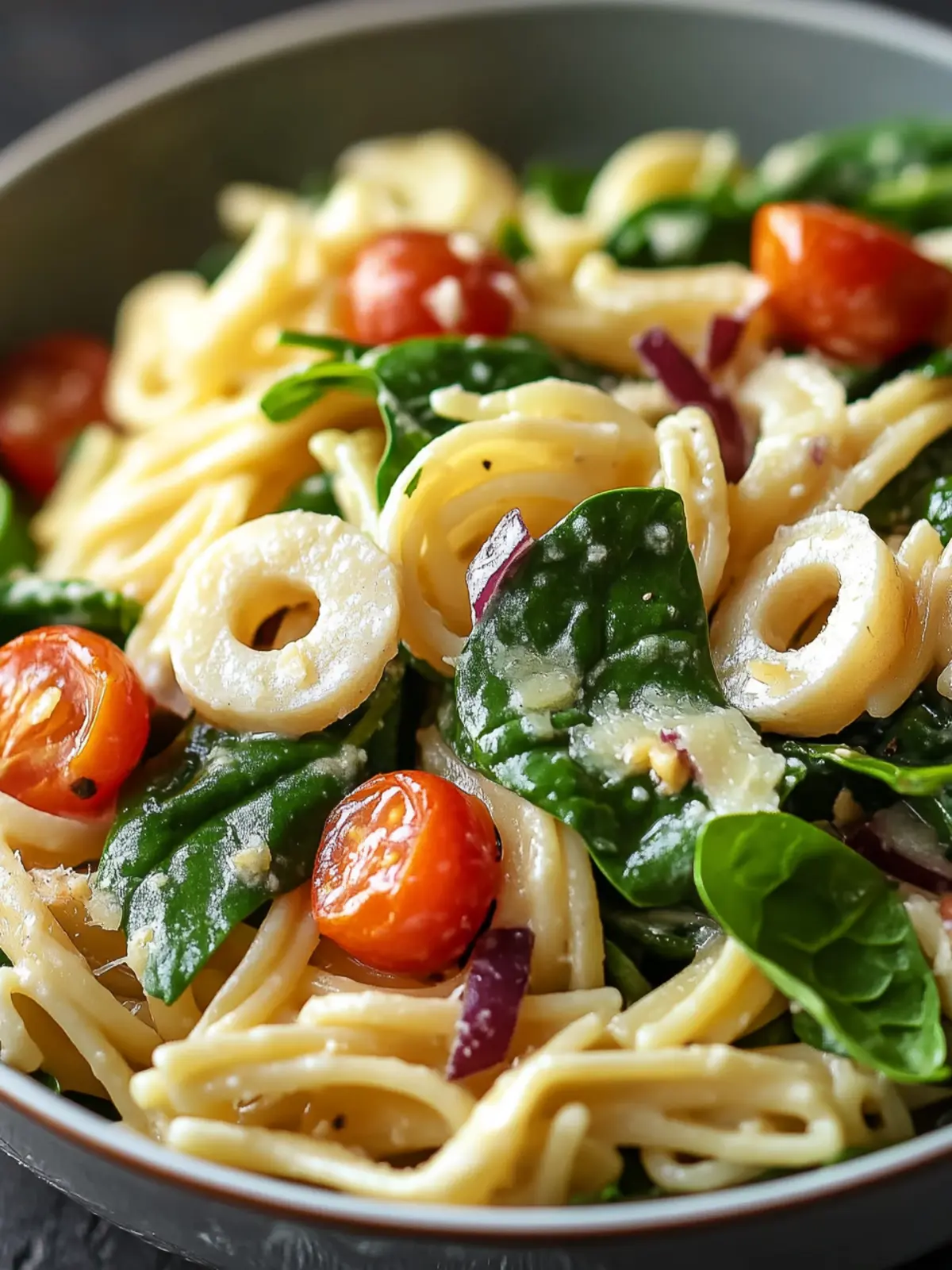 Savory Spinach Pasta Salad with Feta and Cranberries Delight 3 Spinach Pasta Salad