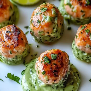 Salmon Balls with Creamy Avocado Sauce
