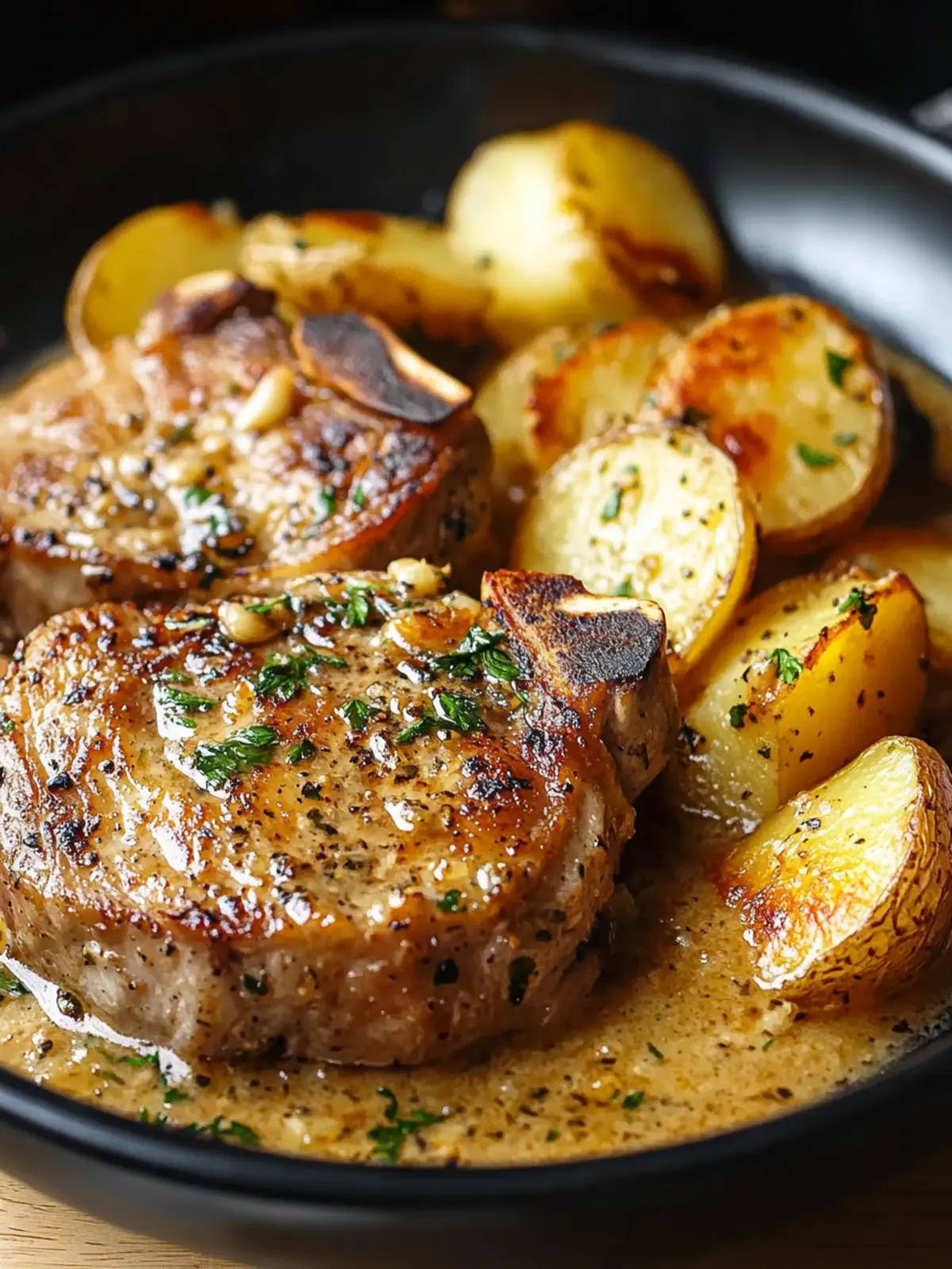 Garlic Pork Chops with Potatoes
