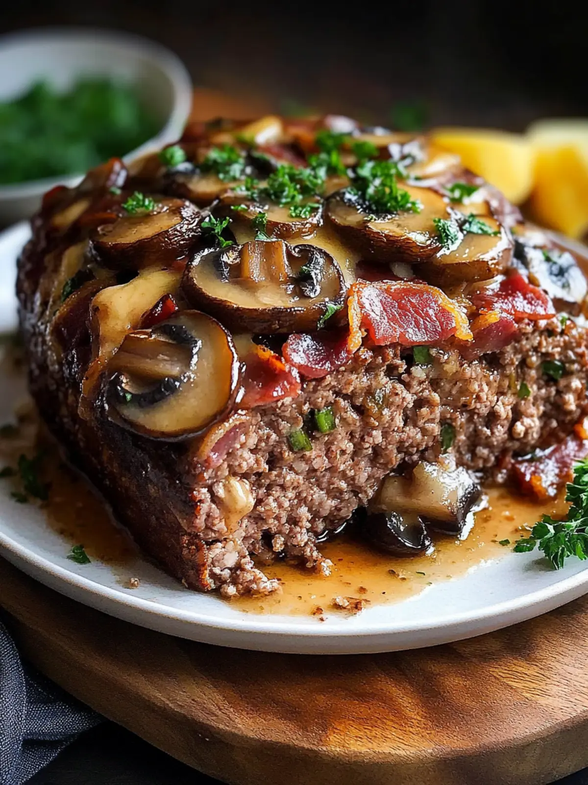 Swiss Bacon Mushroom Meatloaf