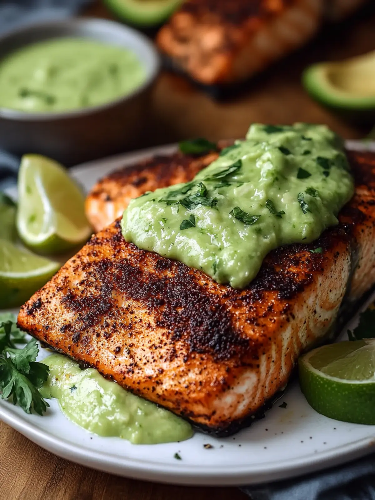 Delectable Baked Cajun Salmon with Avocado Lime Sauce Delight 2 Baked Cajun Salmon And Avocado Lime Sauce