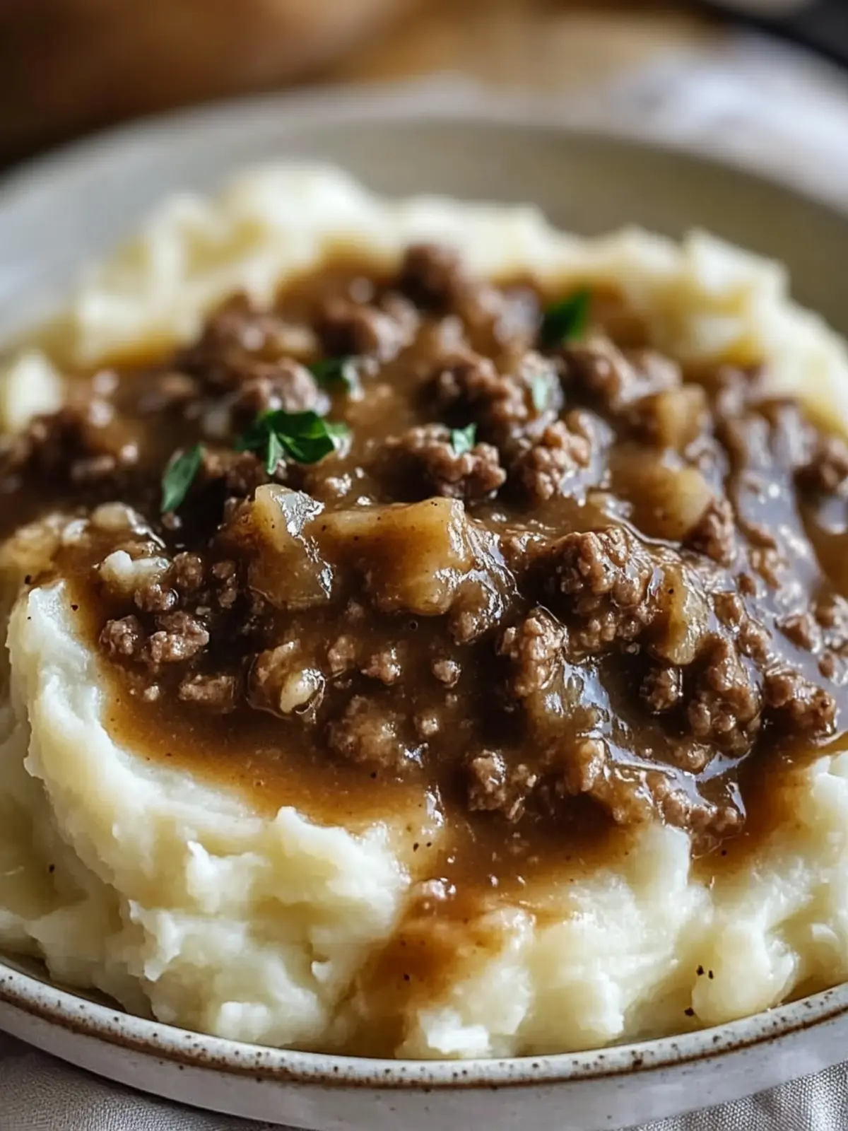 Savor Ground Beef and Gravy Over Mashed Potatoes Tonight 3 Ground Beef and Gravy Over Mashed Potatoes