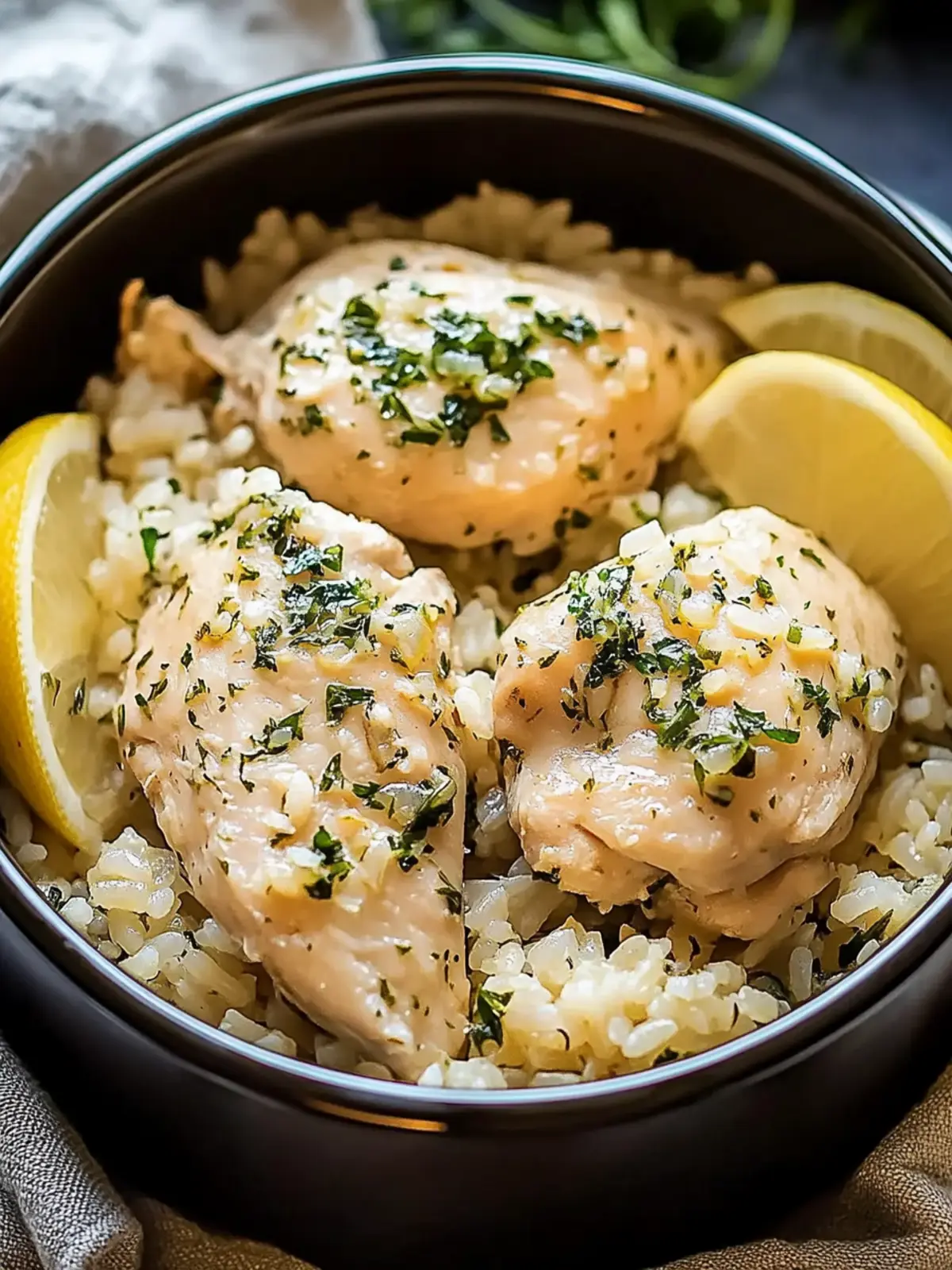 Slow Cooker Lemon Herb Chicken and Rice