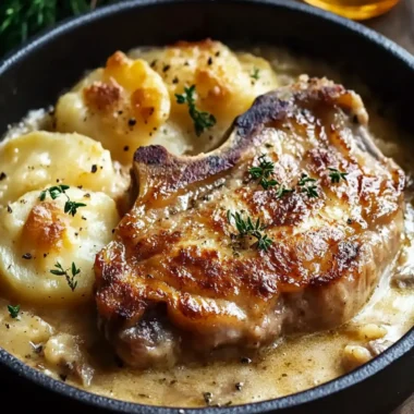 Smothered Pork Chop and Scalloped Potato