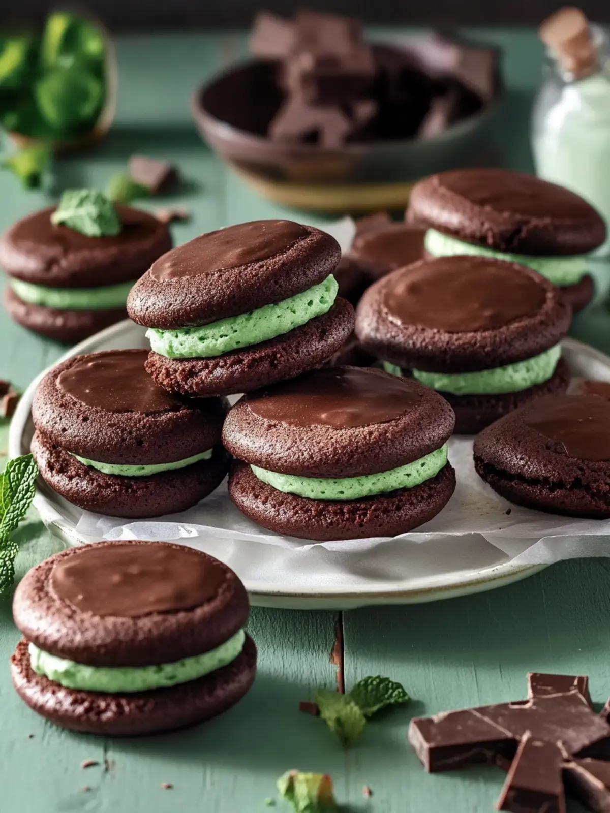 Mint Chocolate Whoopie Pies: A Refreshing Twist on Classic Joy 2 Mint Chocolate Whoopie Pies