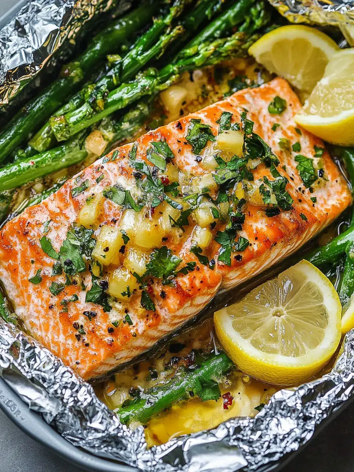 Savory Baked Salmon in Foil with Asparagus & Lemon Butter 2 Baked Salmon in Foil