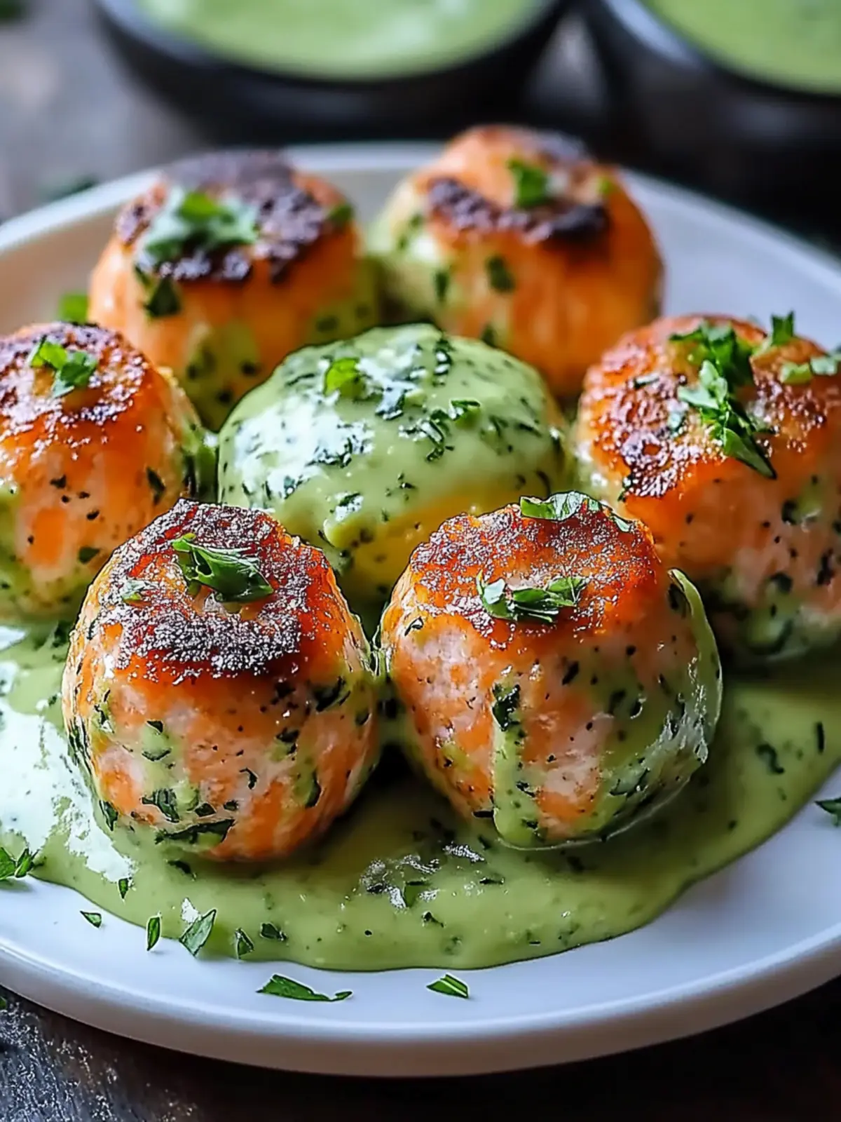 Savory Salmon Balls with Creamy Avocado Sauce for Quick Dinners 4 Salmon Balls with Creamy Avocado Sauce