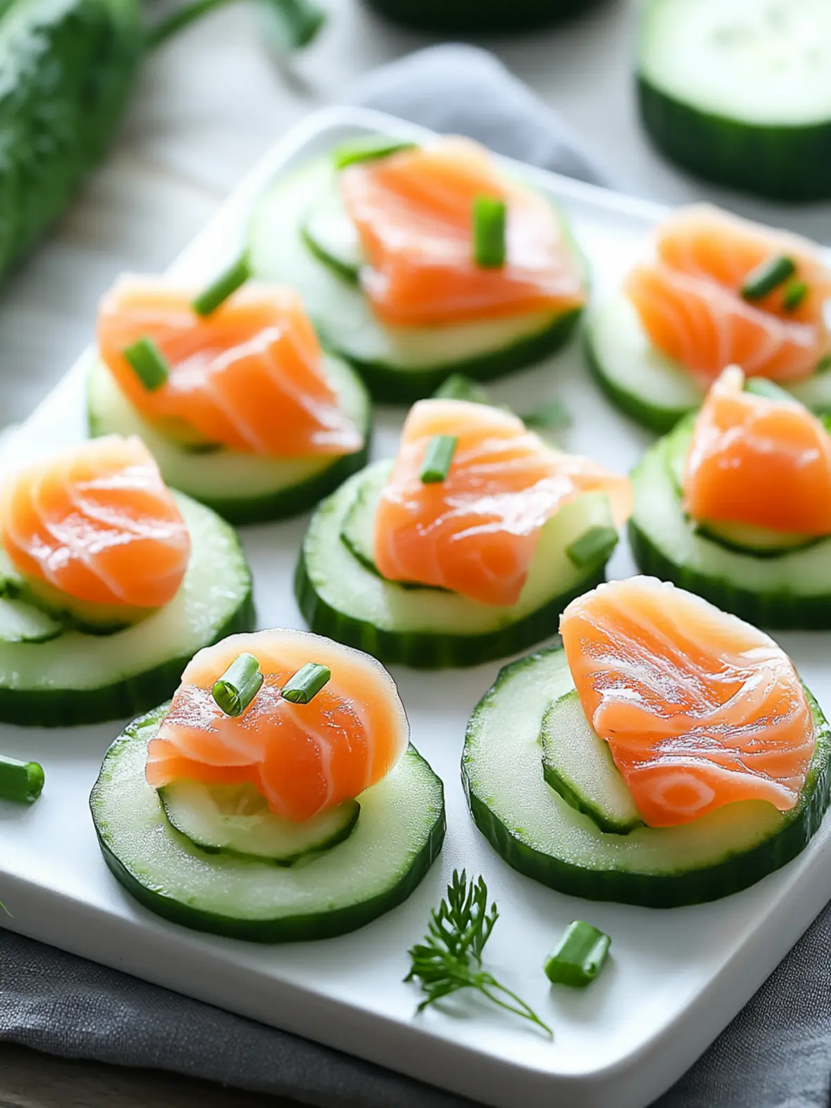 Cucumber Slices with Smoked Salmon Hearts