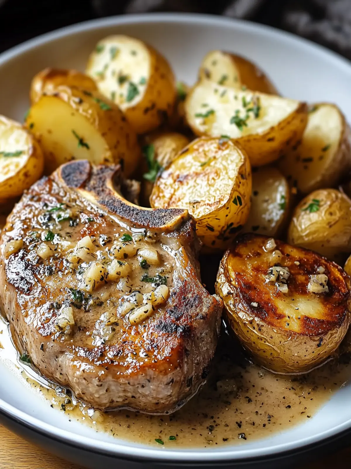 Garlic Pork Chops with Potatoes