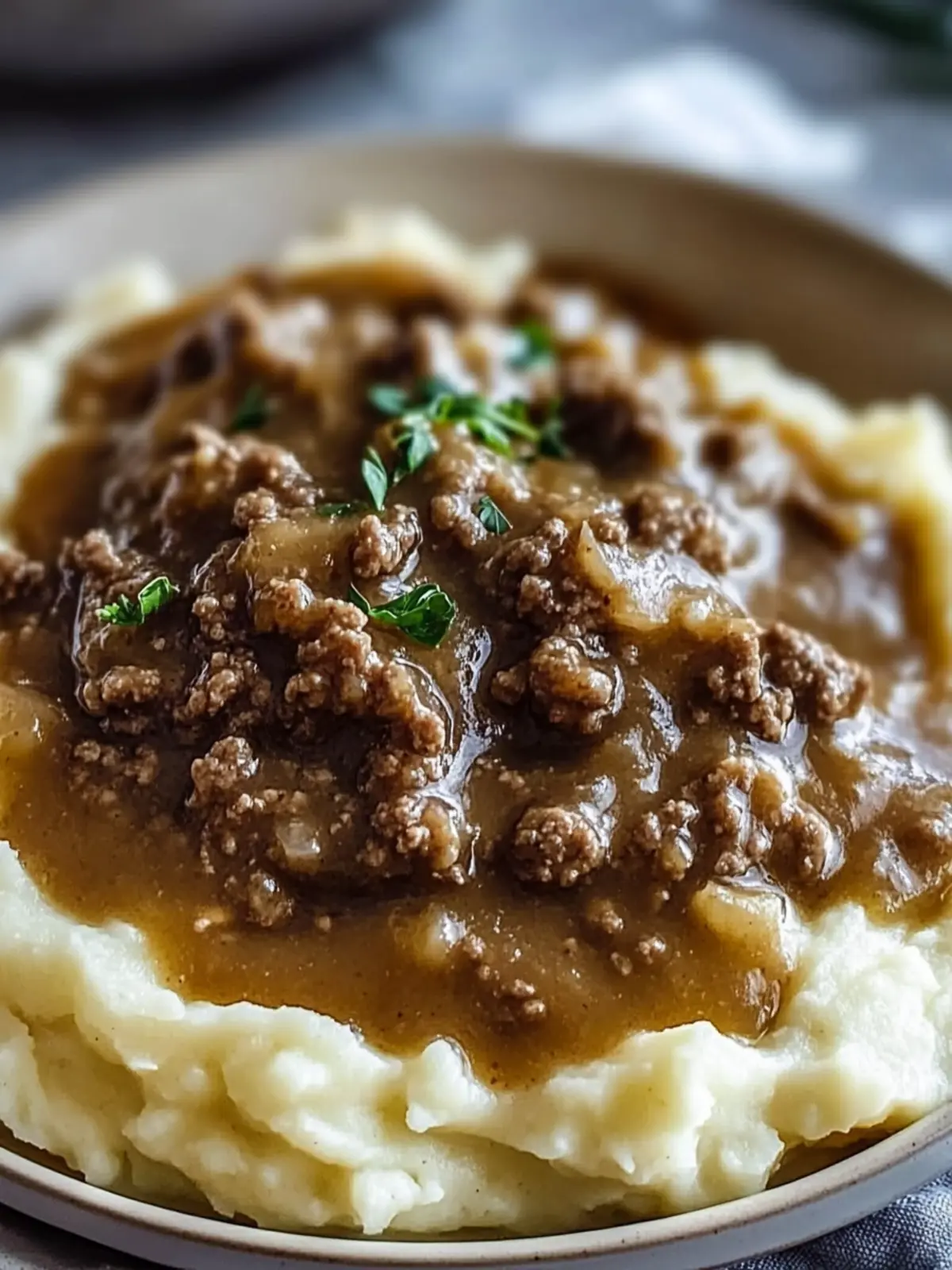 Savor Ground Beef and Gravy Over Mashed Potatoes Tonight 5 Ground Beef and Gravy Over Mashed Potatoes