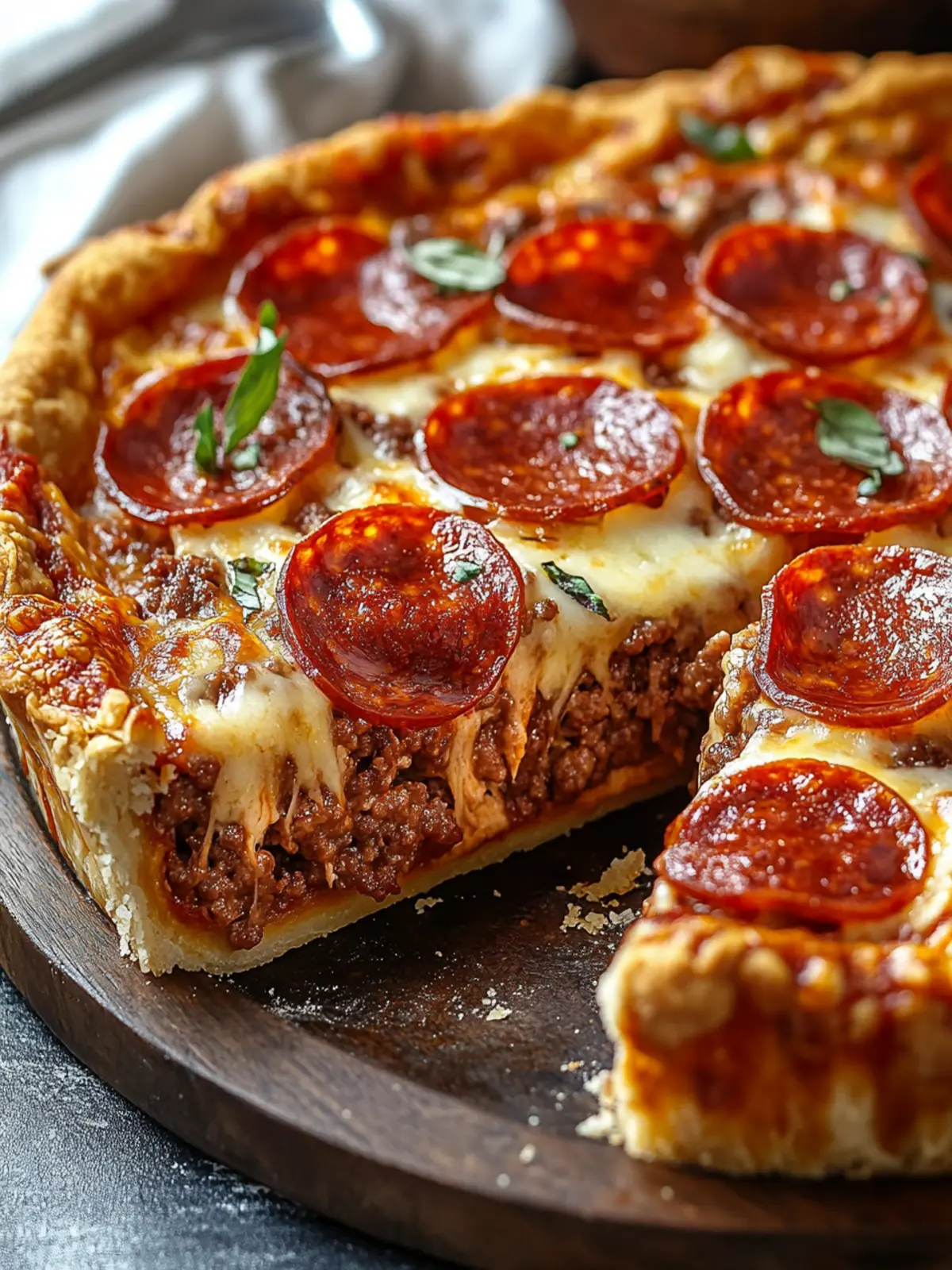 Deep Hamburger Sausage & Pepperoni Pie