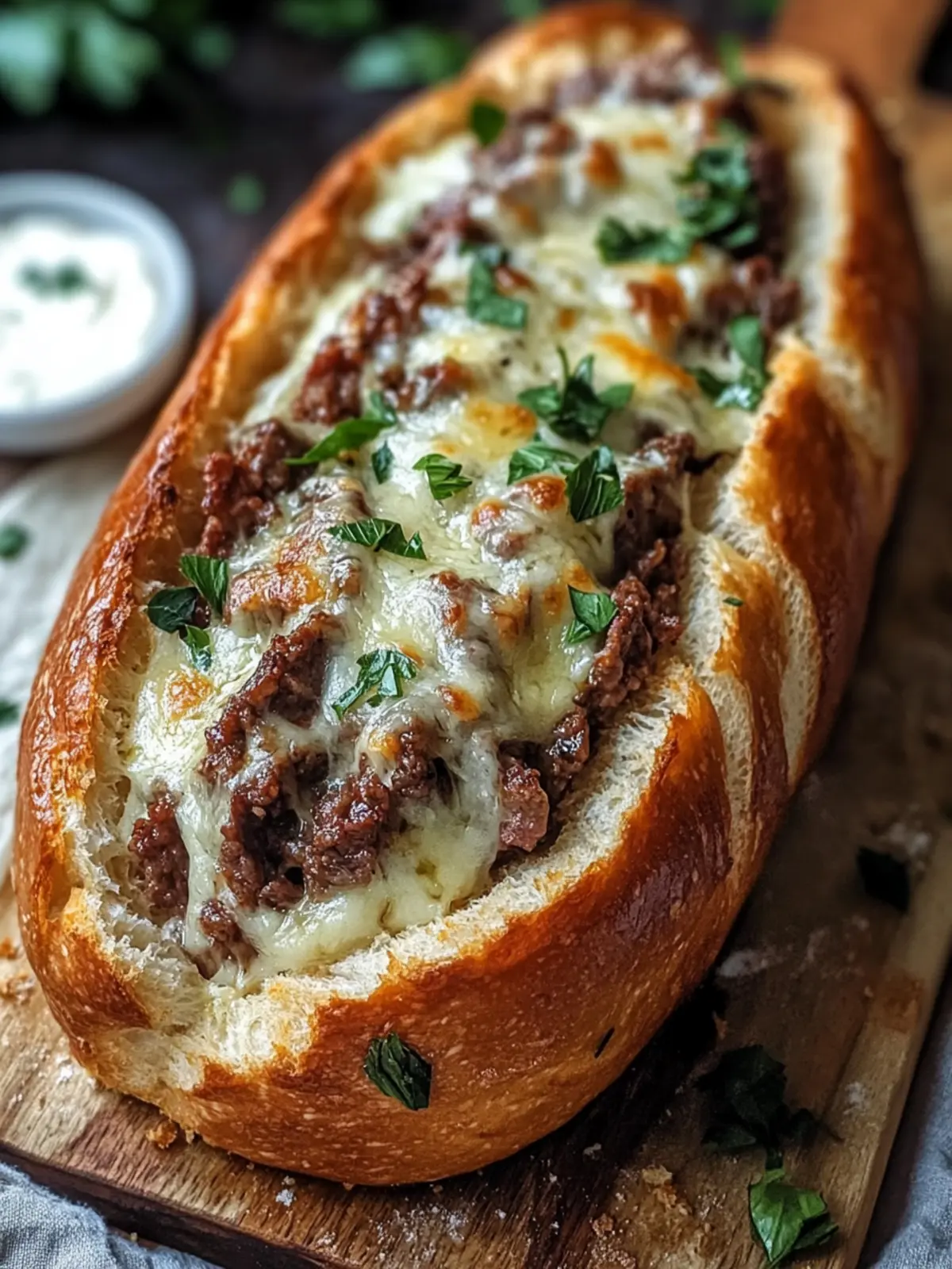 Cheesesteak-Stuffed Garlic Bread Loaf: A Cozy Family Feast 3 Cheesesteak-Stuffed Garlic Bread Loaf