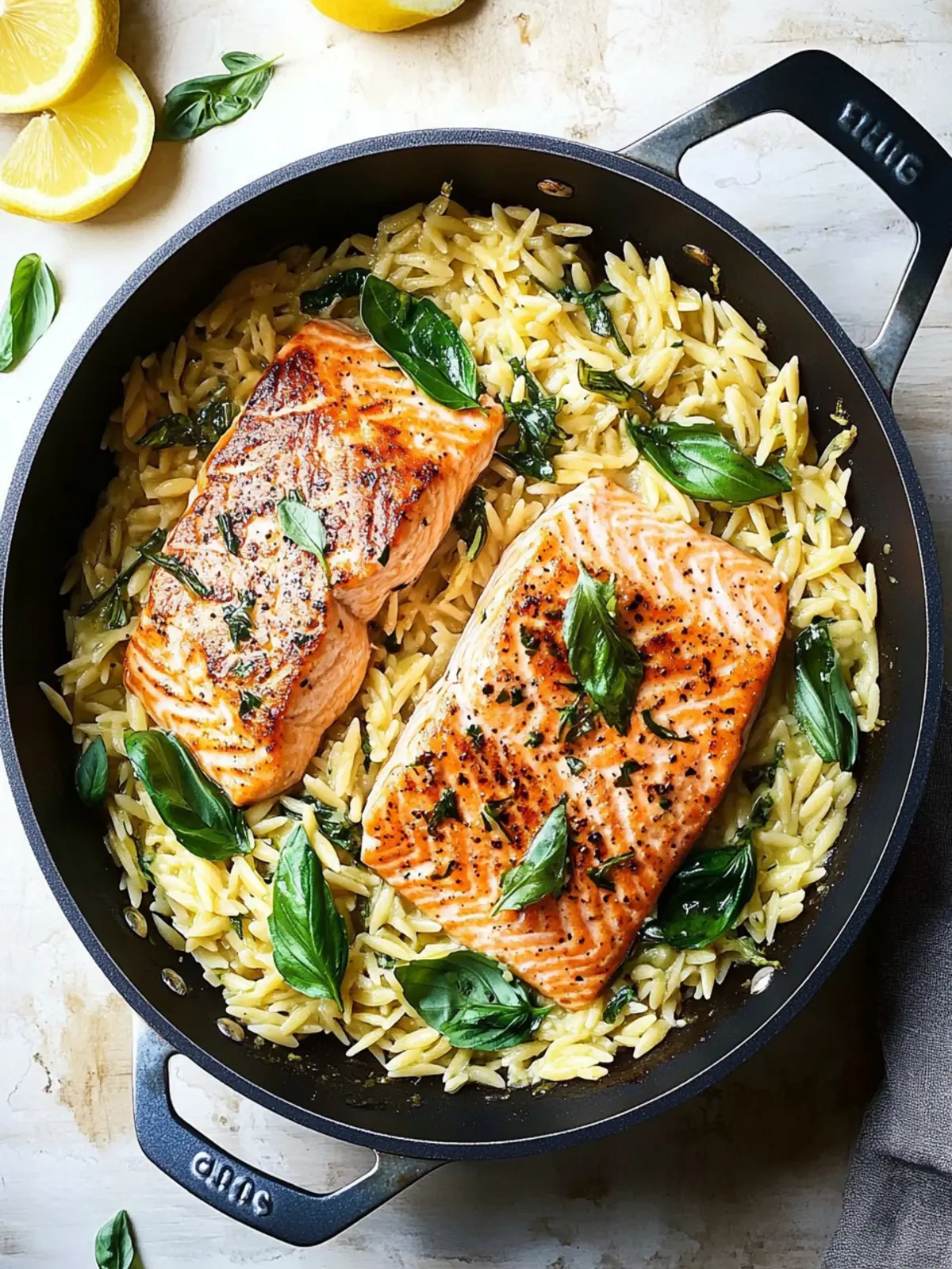 One Skillet Salmon with Lemon Orzo: Quick & Tasty Dinner Bliss 4 One Skillet Salmon with Lemon Orzo