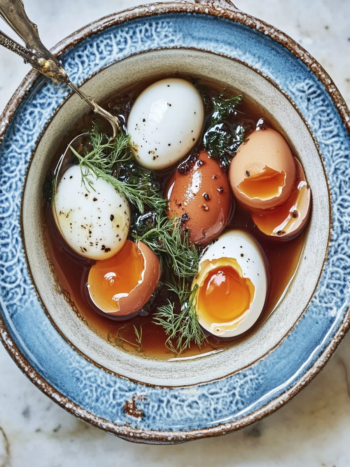 Slow Simmered Tea Stained Eggs