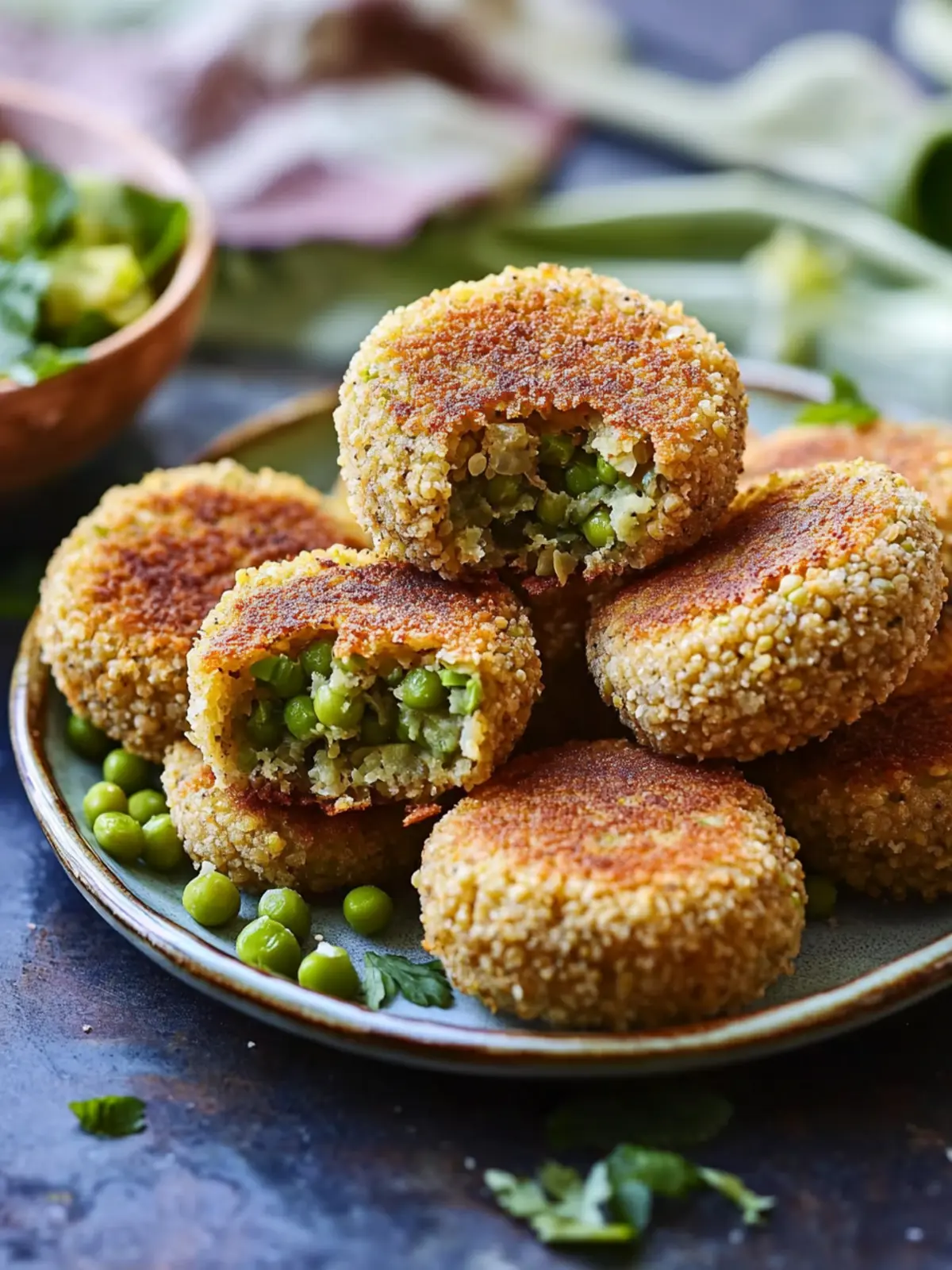 Crispy Lentil, Pea and Potato Cakes