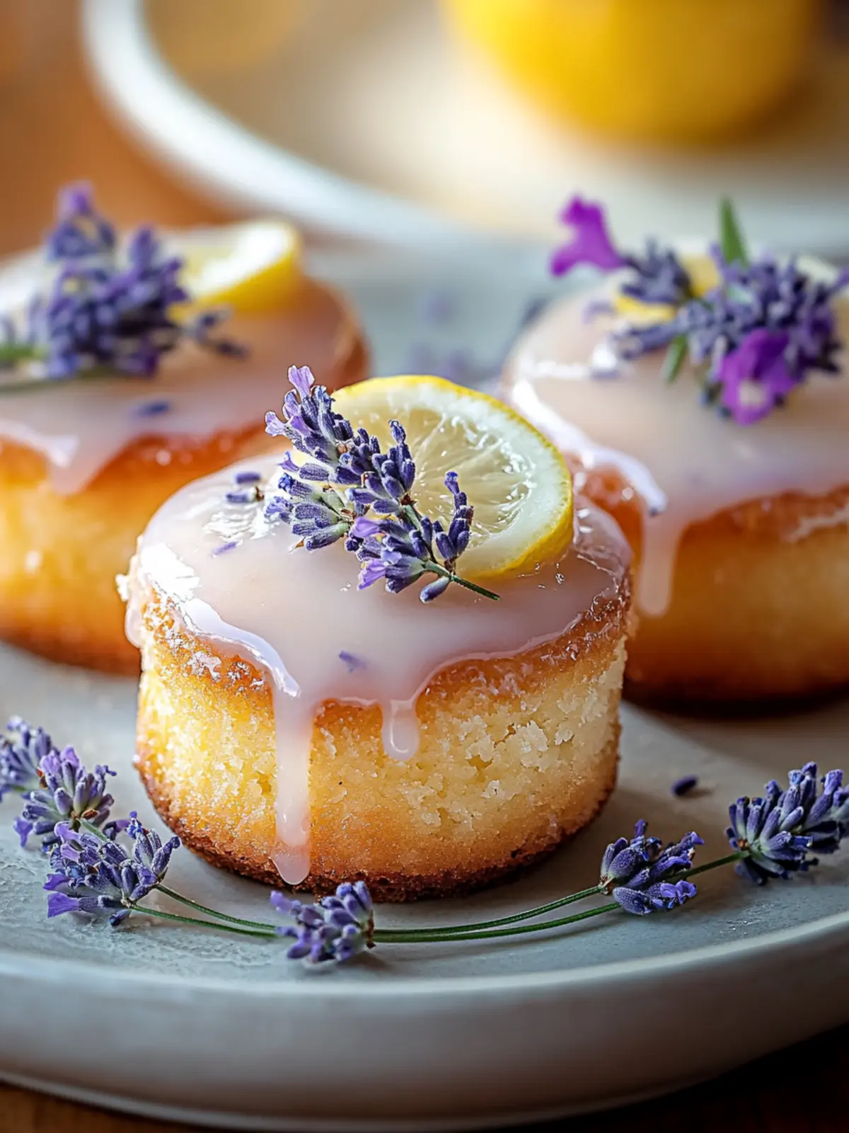 Mini Lemon Cakes with Lavender Glaze