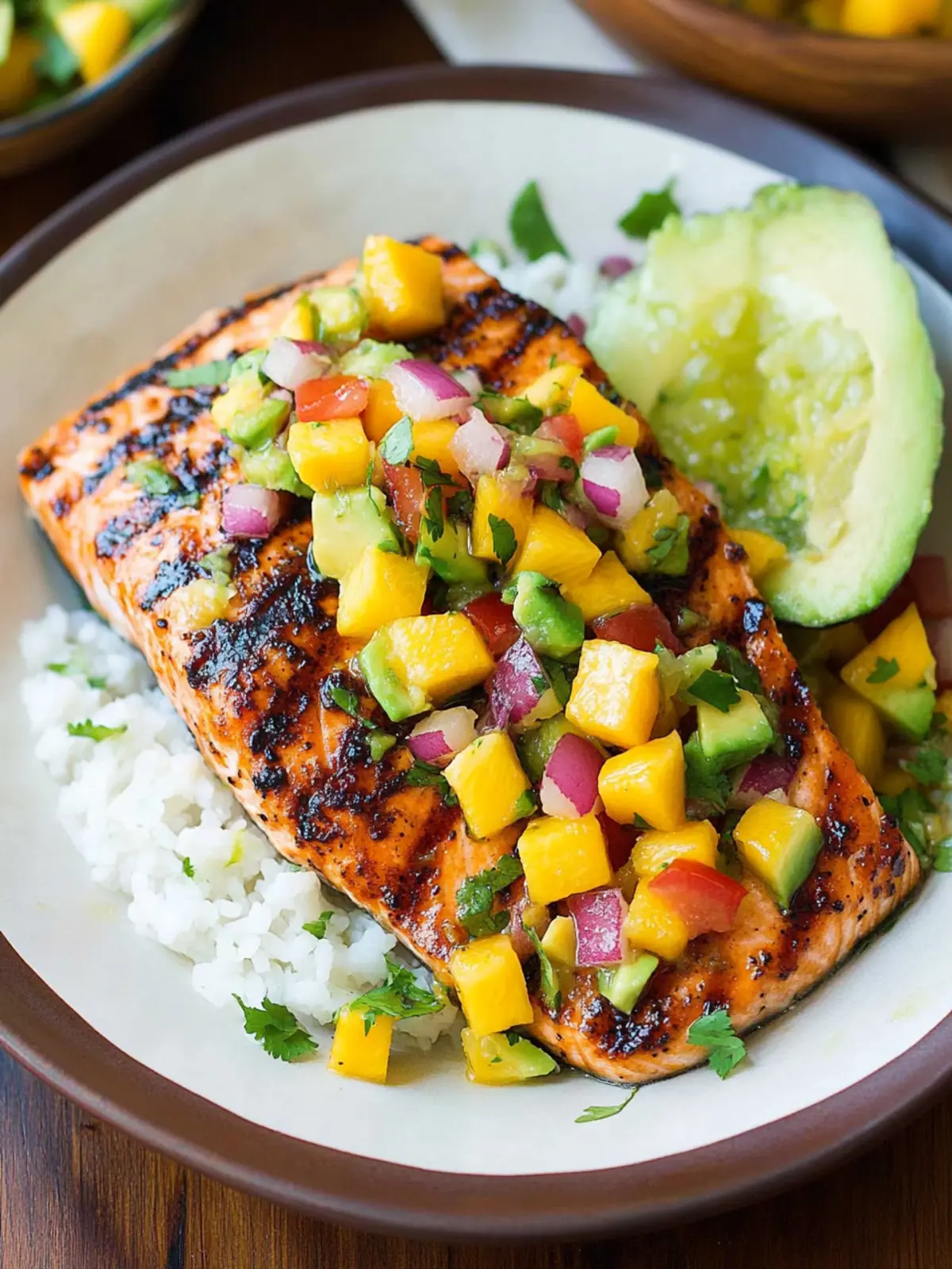 Grilled Lime Salmon with Avocado-Mango Salsa