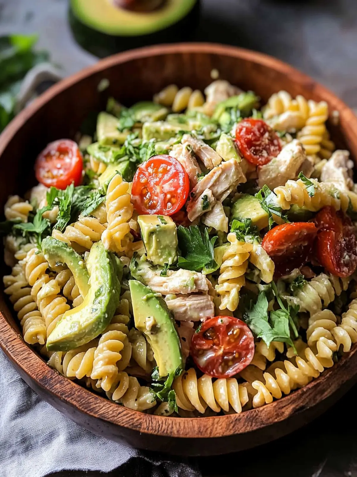 Avocado Ranch Chicken Pasta Salad