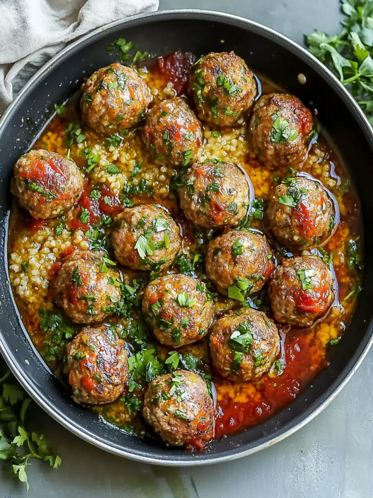 One-Pan Lamb Meatballs