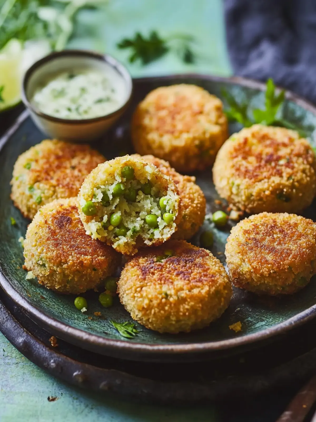 Crispy Lentil, Pea and Potato Cakes