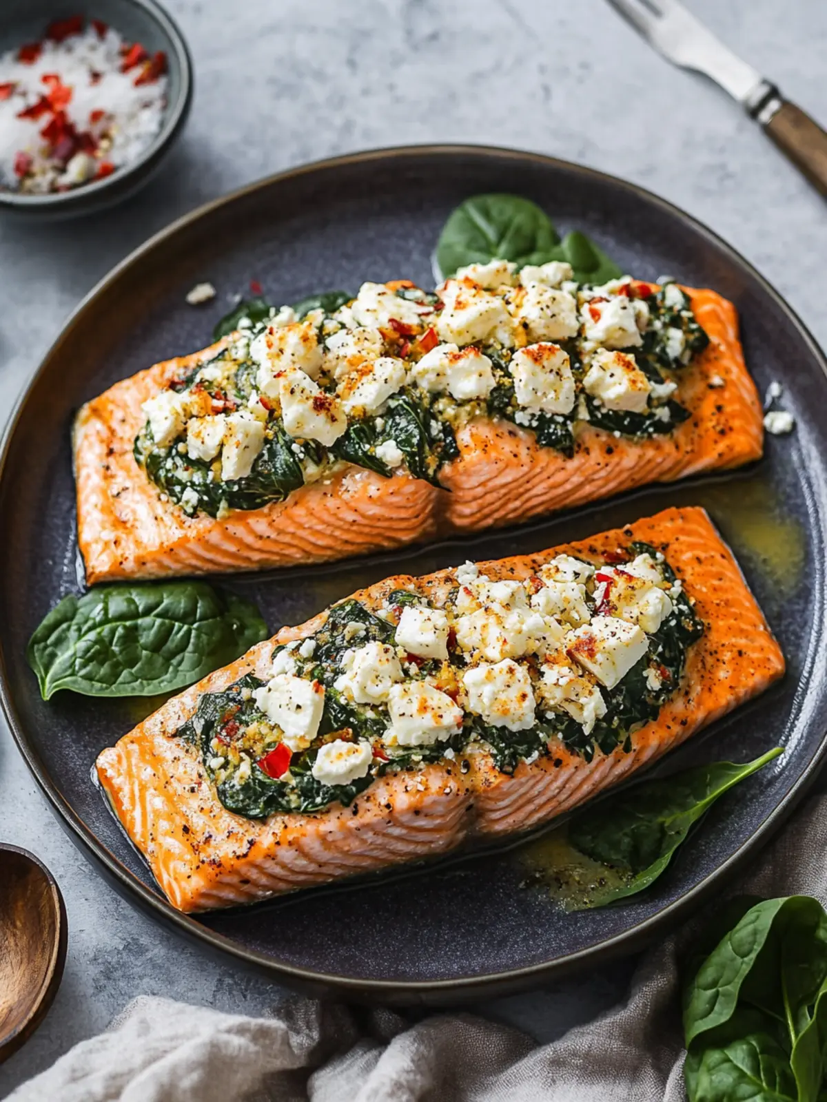 Stuffed Salmon With Spinach & Feta