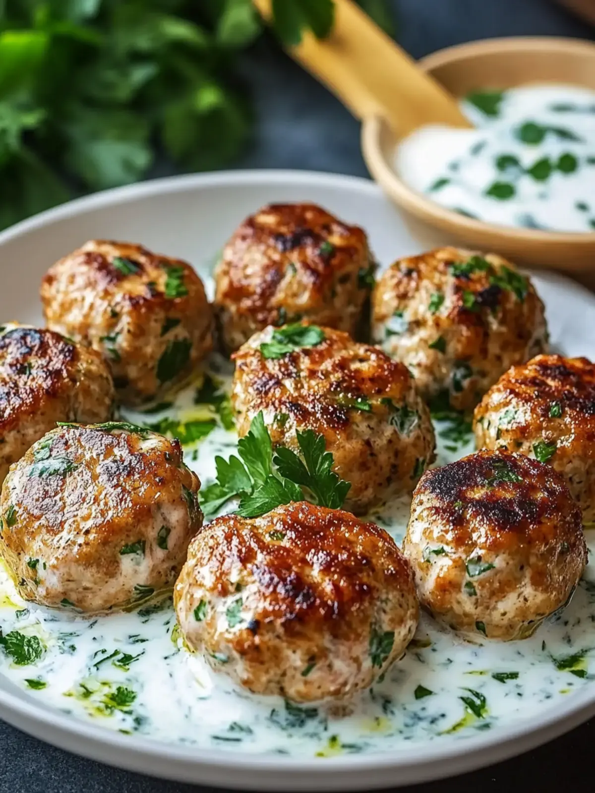 Chicken Kofta Garlic Yogurt Sauce