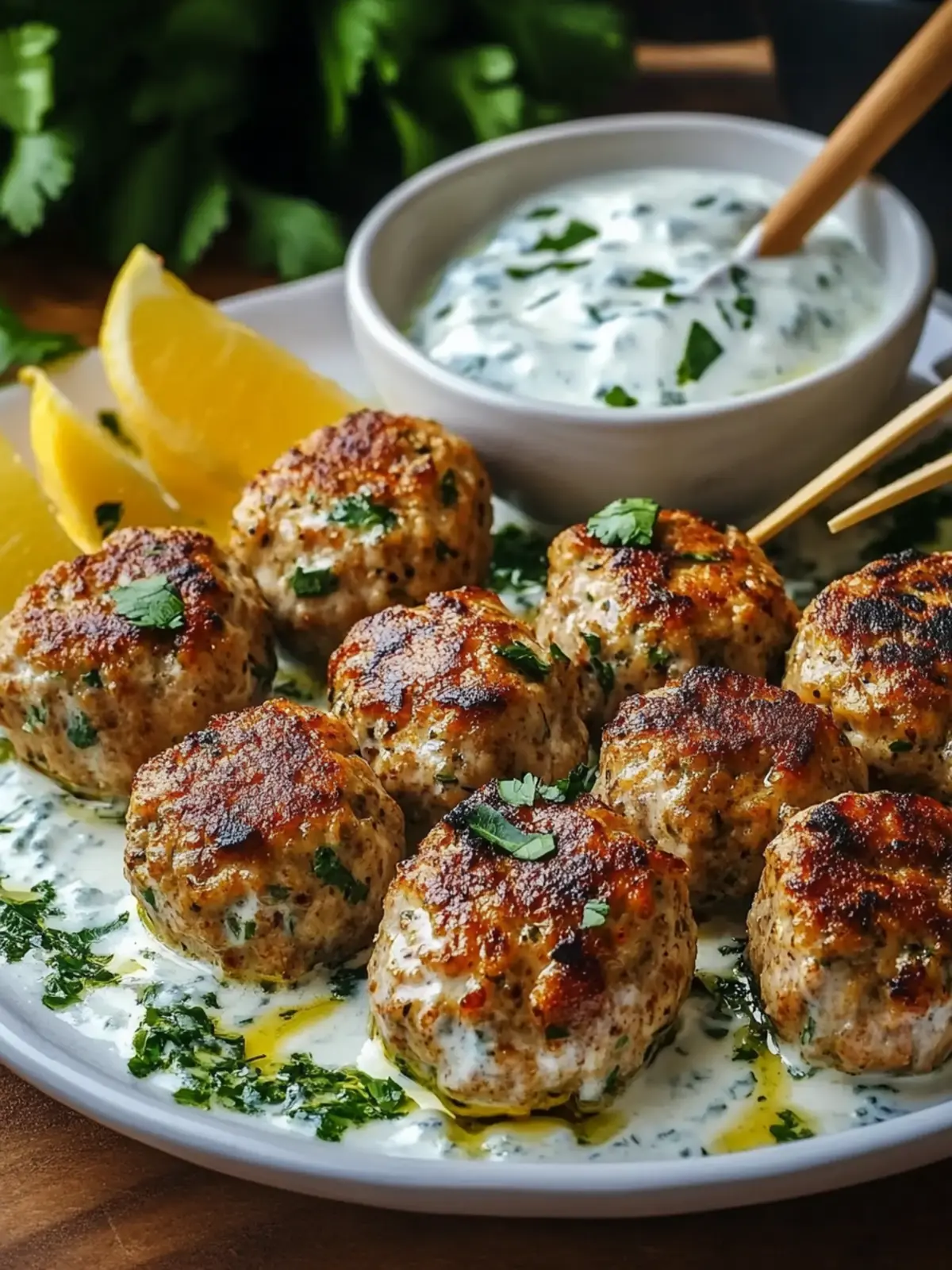 Chicken Kofta Garlic Yogurt Sauce