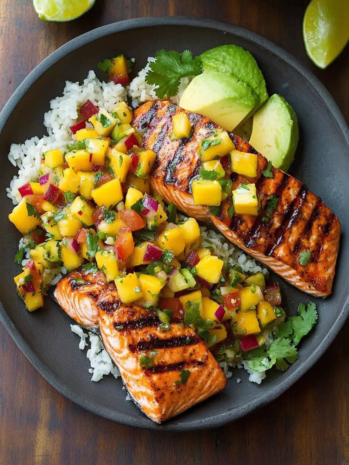 Grilled Lime Salmon with Avocado-Mango Salsa