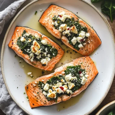 Stuffed Salmon With Spinach & Feta