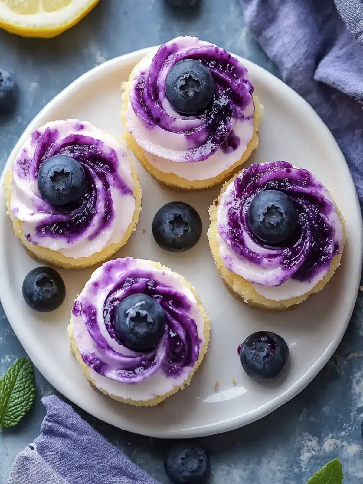 Mini Lemon Blueberry Cheesecakes