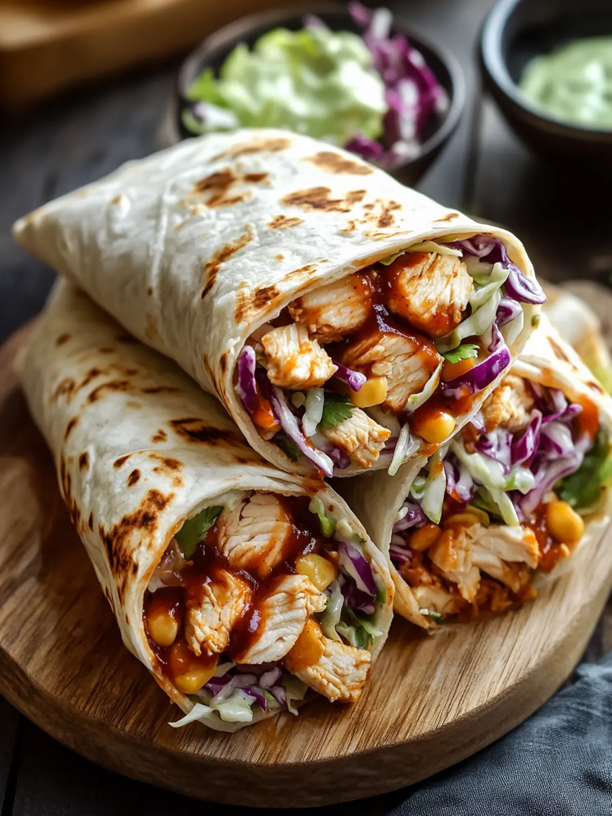 BBQ Chicken Coleslaw Wraps