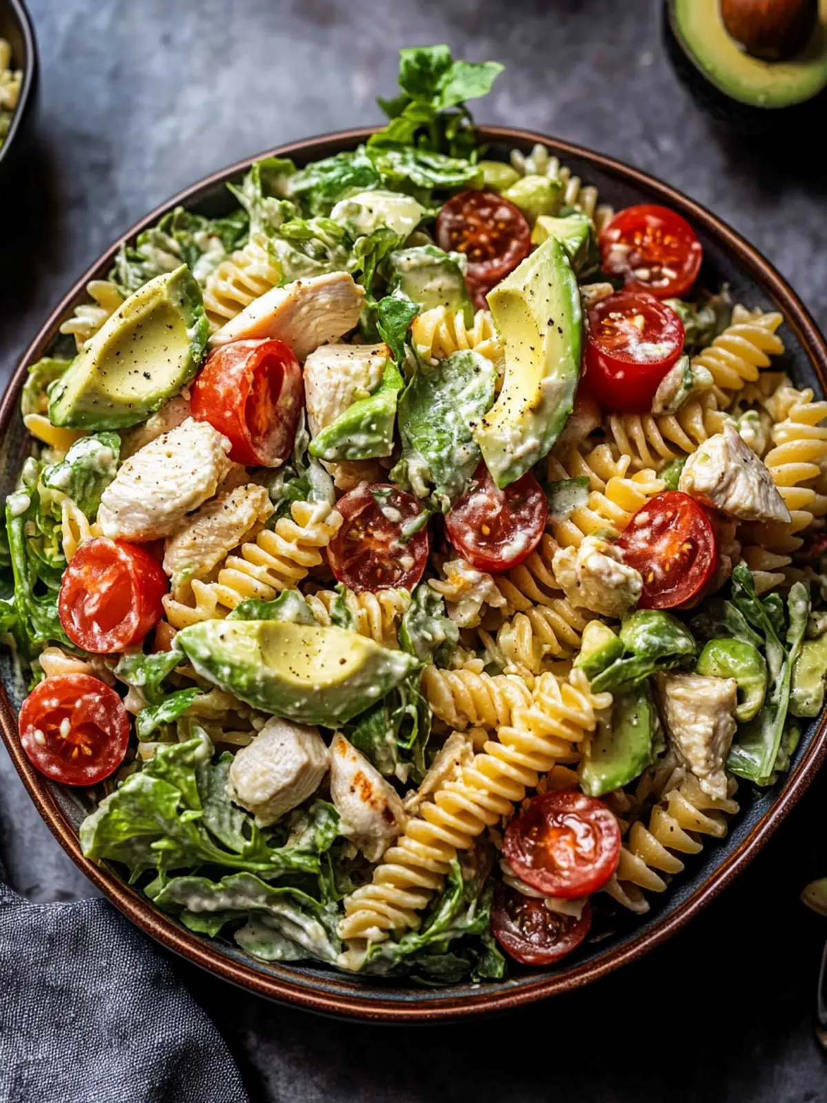 Avocado Ranch Chicken Pasta Salad