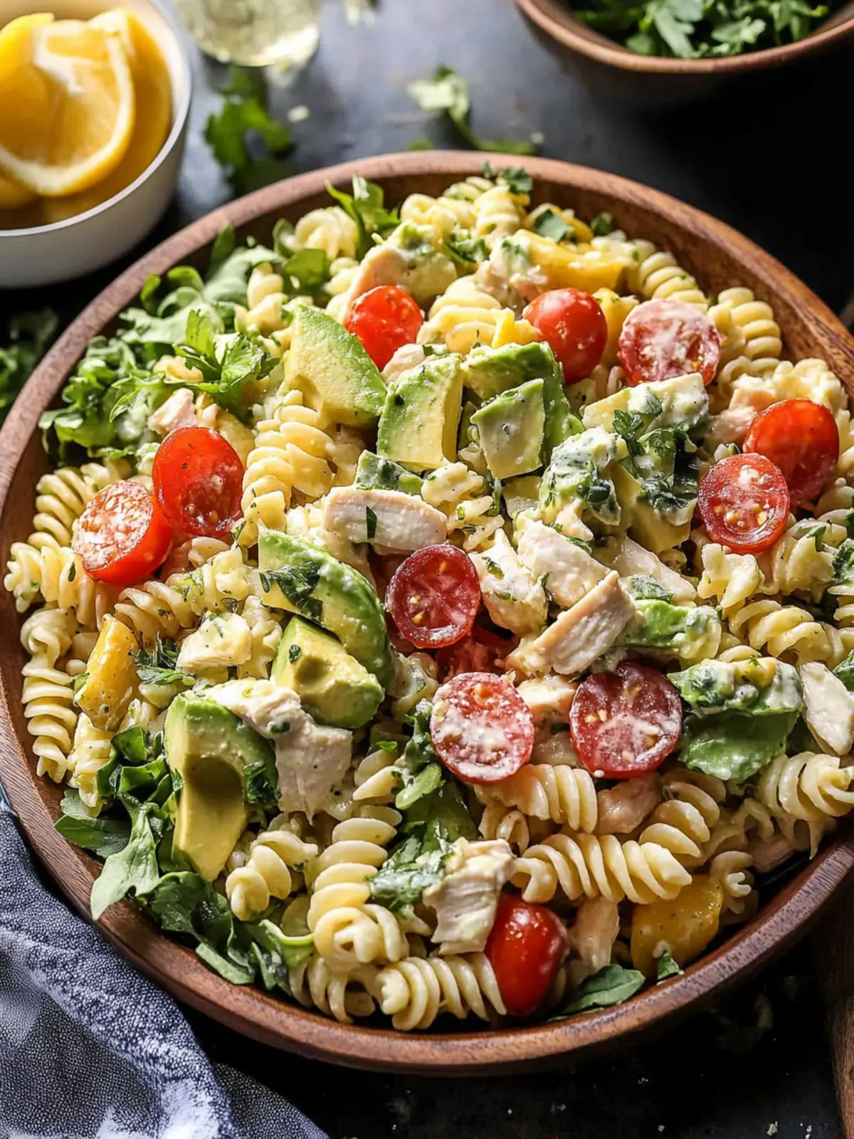 Avocado Ranch Chicken Pasta Salad