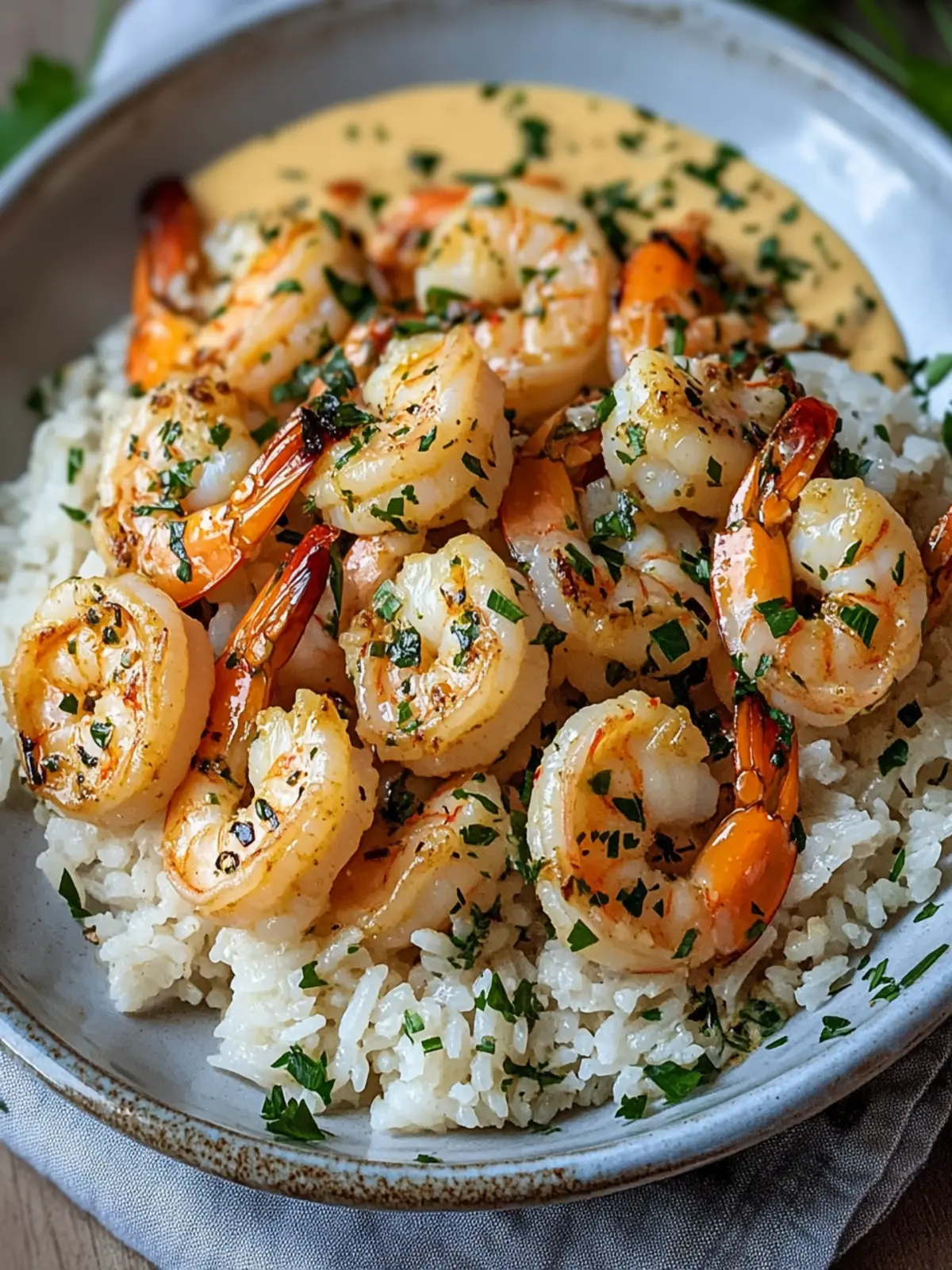 Creamy Garlic Shrimp with Rice