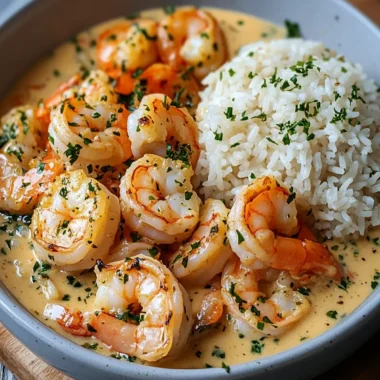 Creamy Garlic Shrimp with Rice